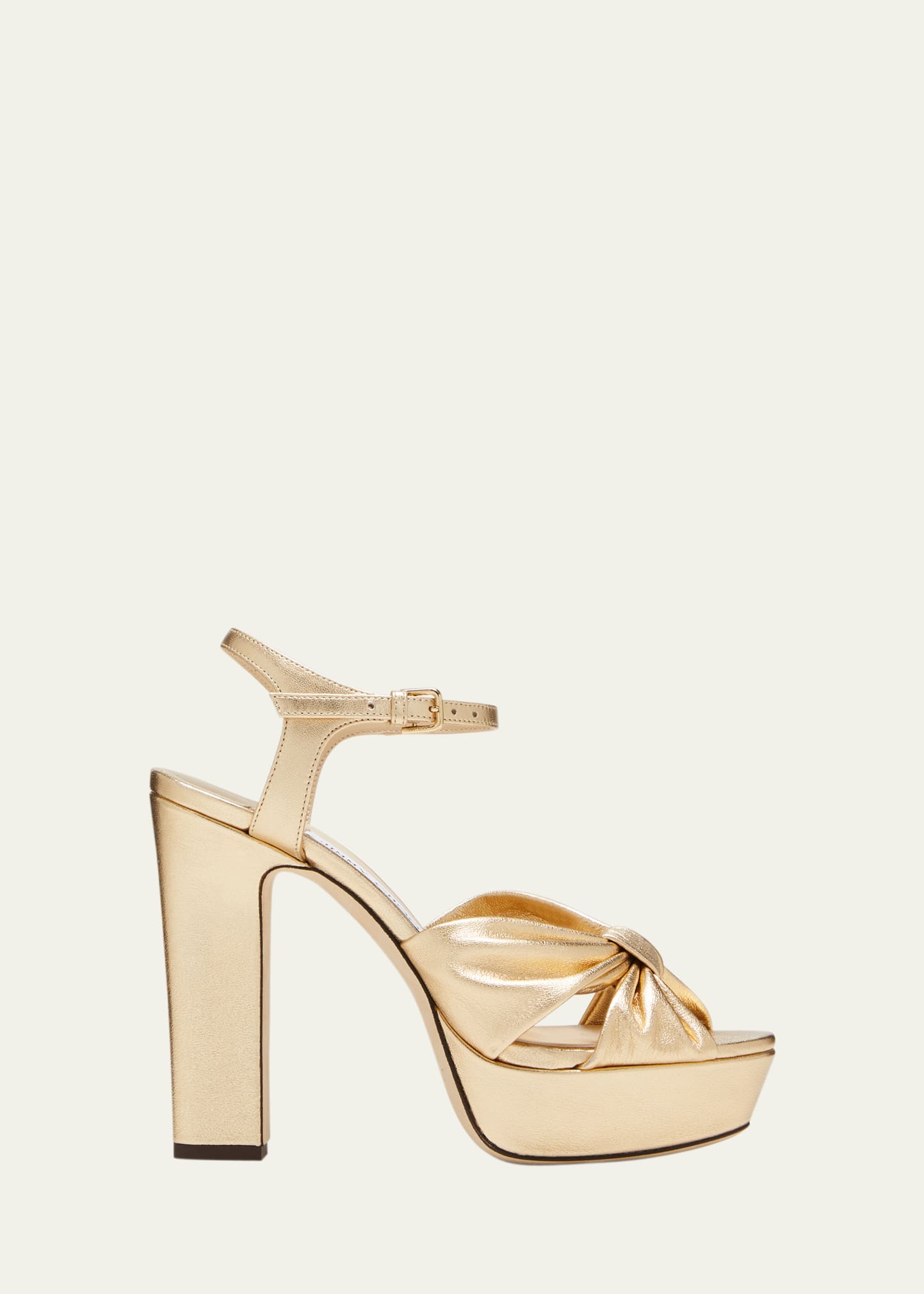 Shop Jimmy Choo Heloise Metallic Ankle-strap Platform Sandals In Gold