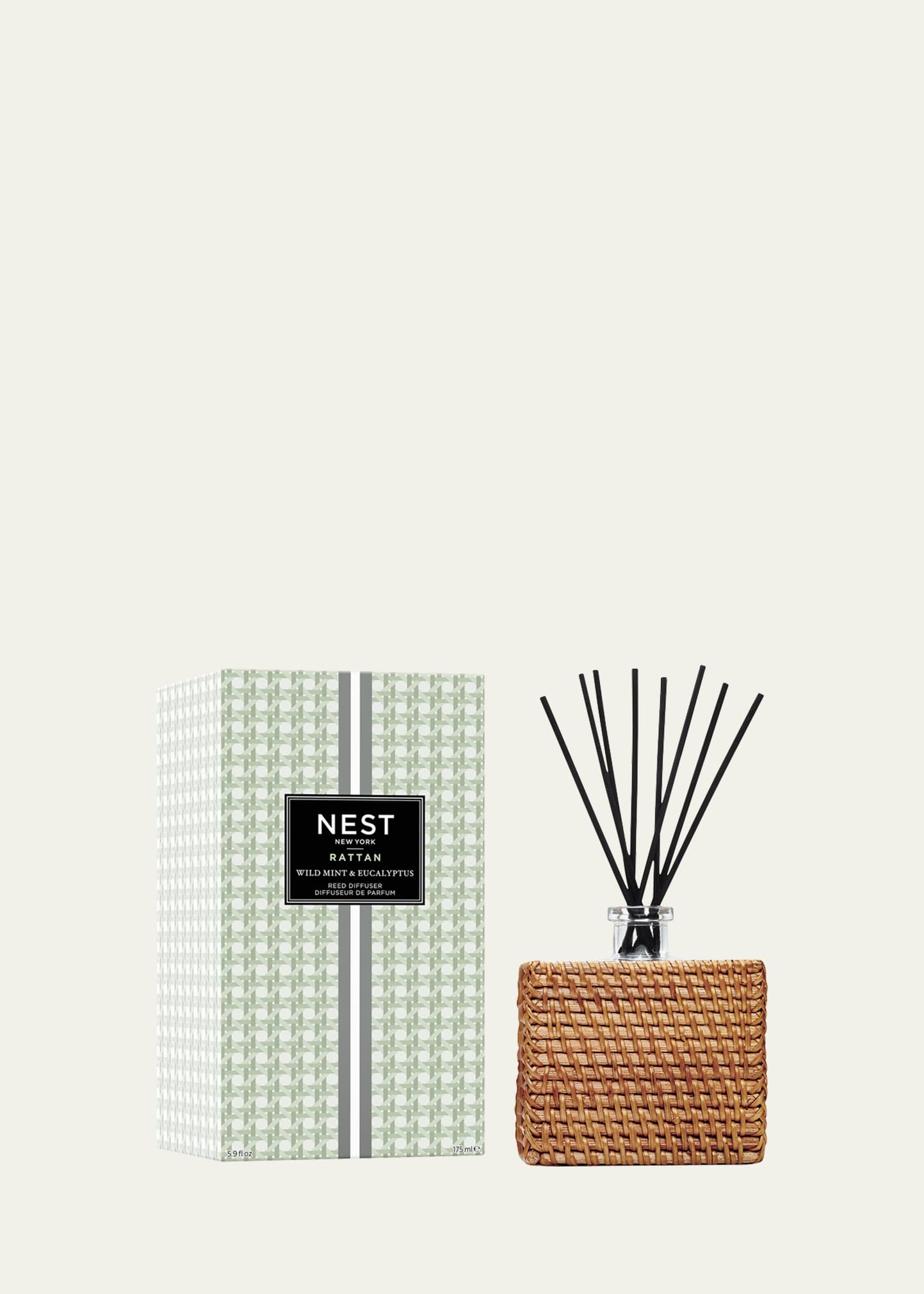 NEST NEW YORK RATTAN WILD MINT AND EUCALYPTUS REED DIFFUSER, 5.9 OZ.