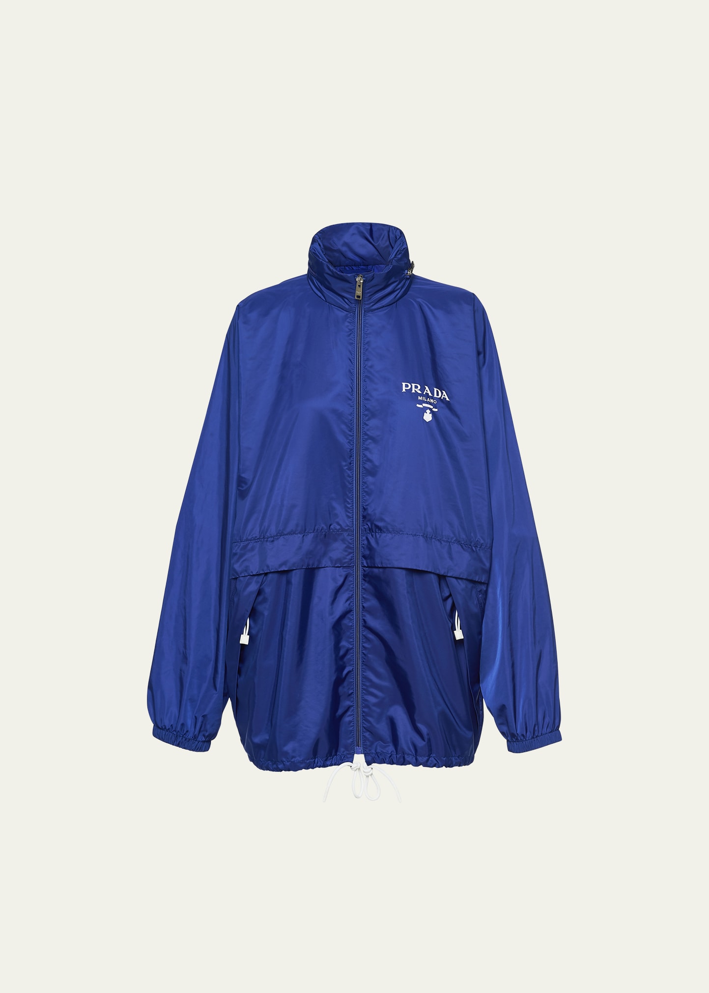 Prada Re-nylon Logo-print Jacket In Bright Blue