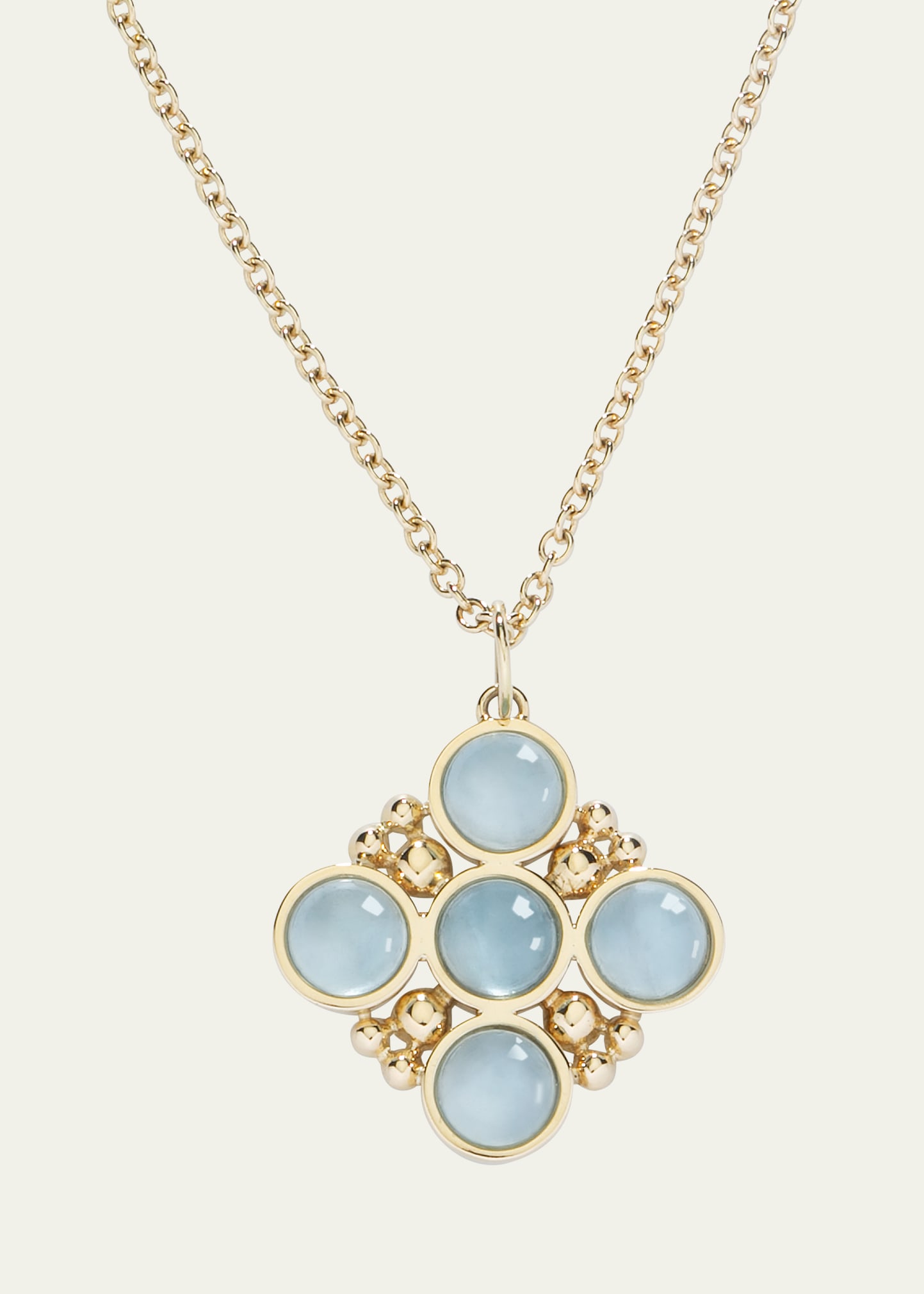18k Gold Bubbles Aquamarine Pendant Necklace