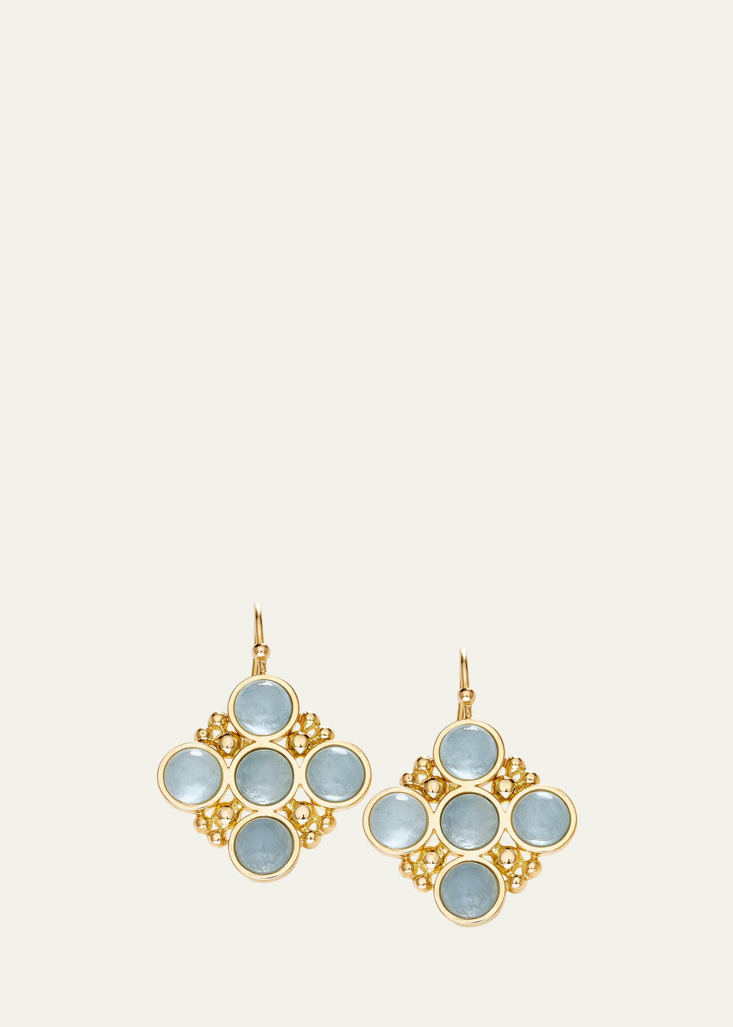 18k Gold Bubbles Aquamarine Drop Earrings