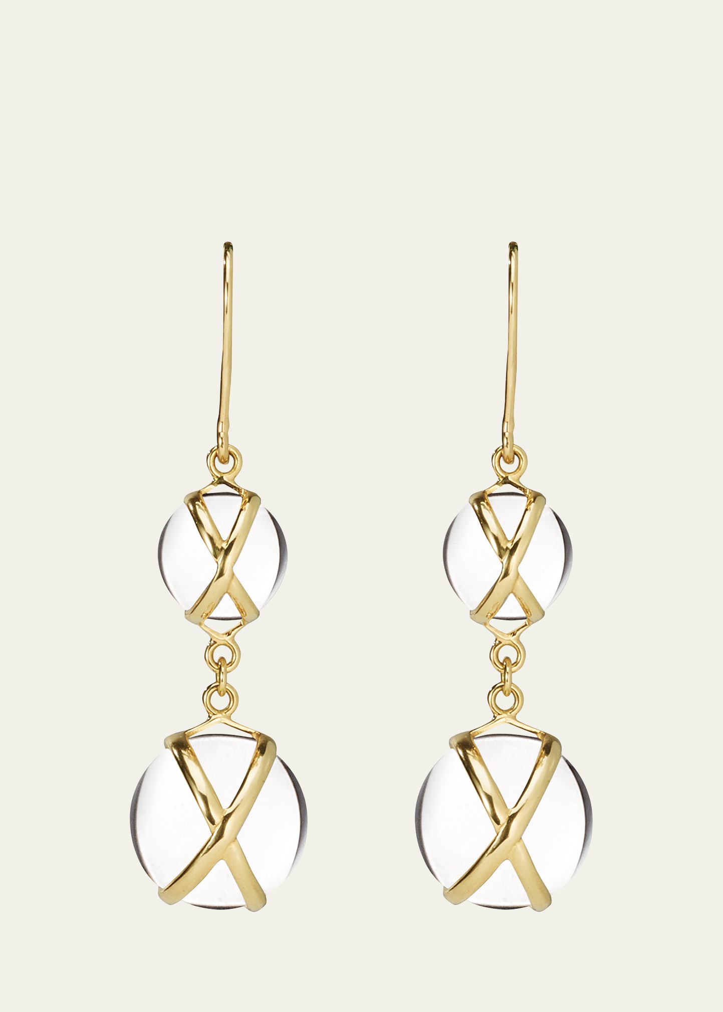 18k Gold Prisma Crystal Quartz Drop Earrings