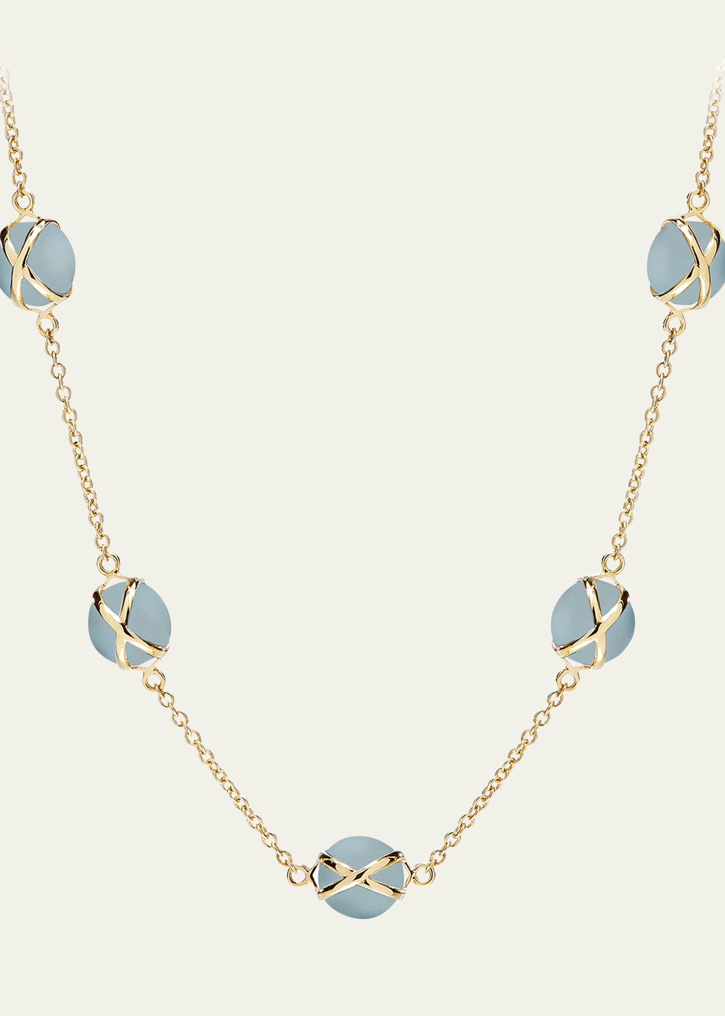 L. Klein 18k Gold Prisma Aquamarine Chain Necklace