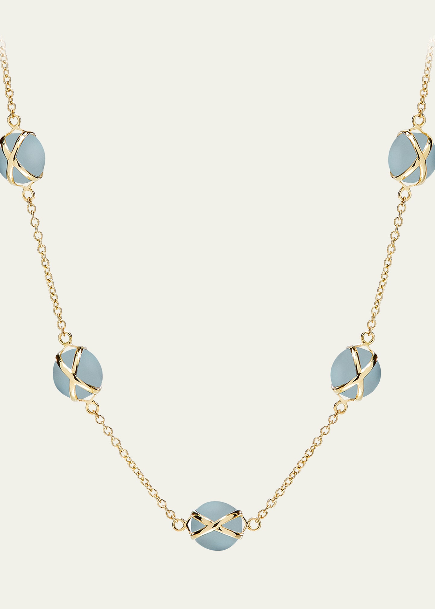 18k Gold Bubbles Aquamarine Chain Necklace