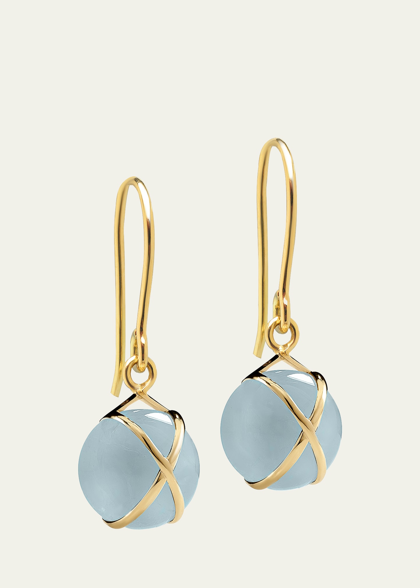 L. Klein Prisma 18k Gold Drop Earrings With Aquamarine In Blue/gold