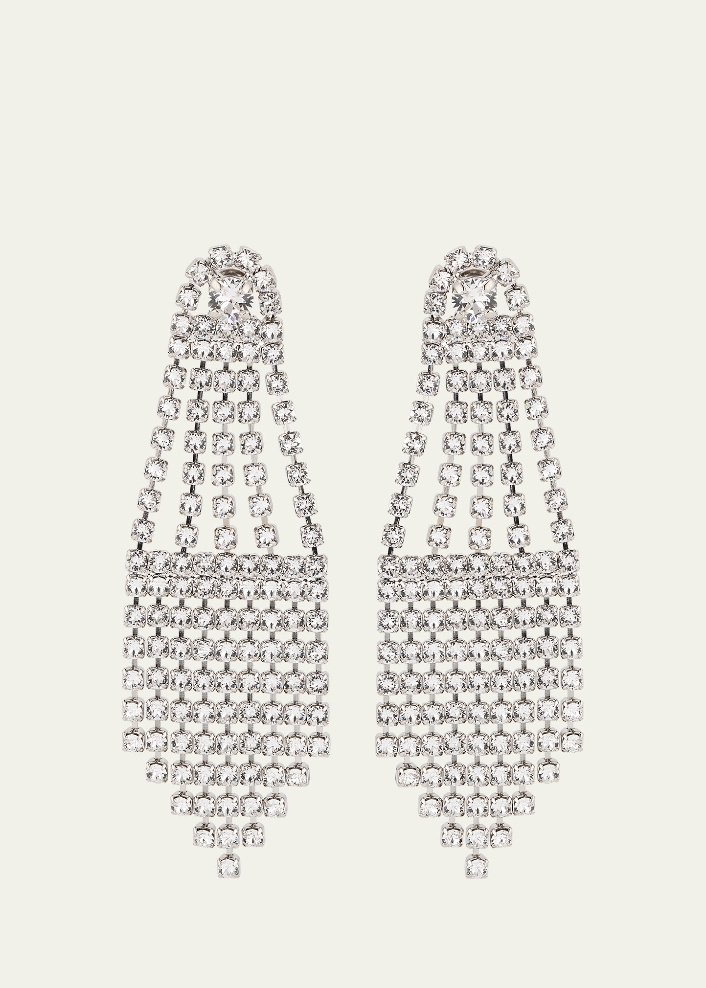 Oscar De La Renta Crystal Fan Earrings In Silver