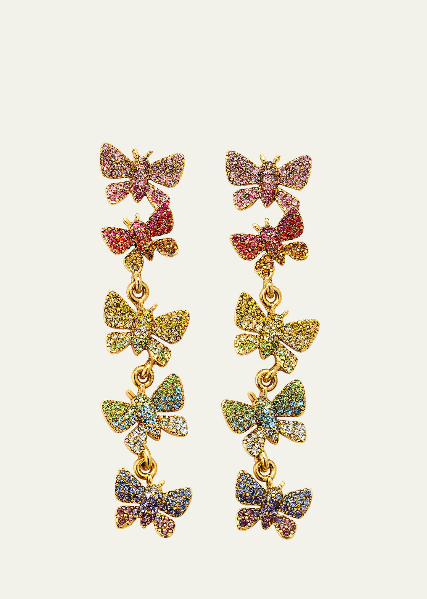 Oscar De La Renta Butterfly Crystal Chandelier Earrings In Rainbow