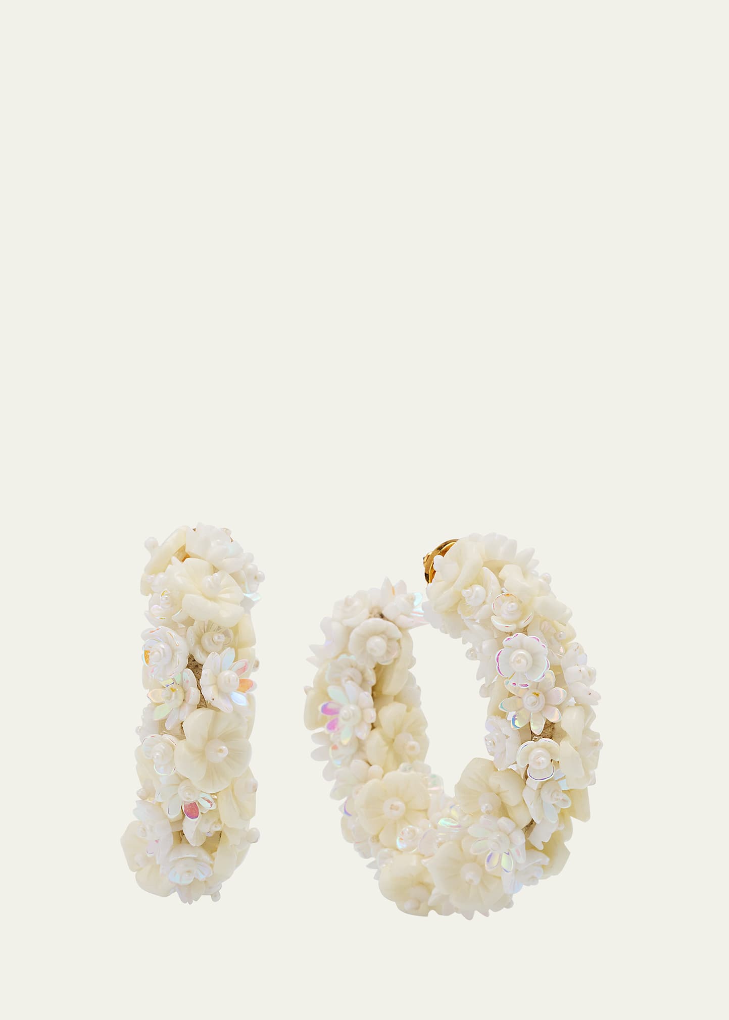 Oscar De La Renta Baby Flower Hoop Earrings In White