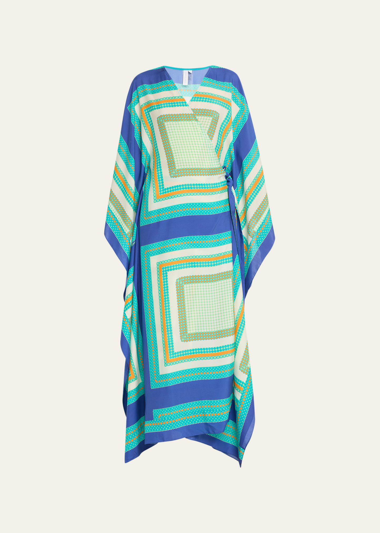 SIMKHAI ISABELL SCARF-PRINT VOILE ROBE COVERUP