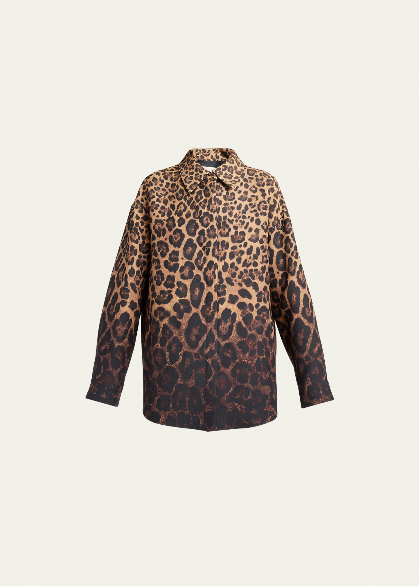 Valentino Degrade Leopard Shirt Jacket In Brown Multi