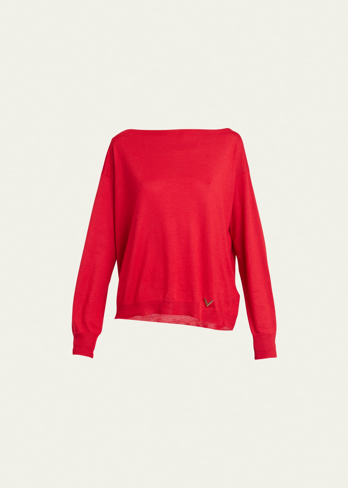 Shop Valentino Boatneck Cashmere Sweater In Red