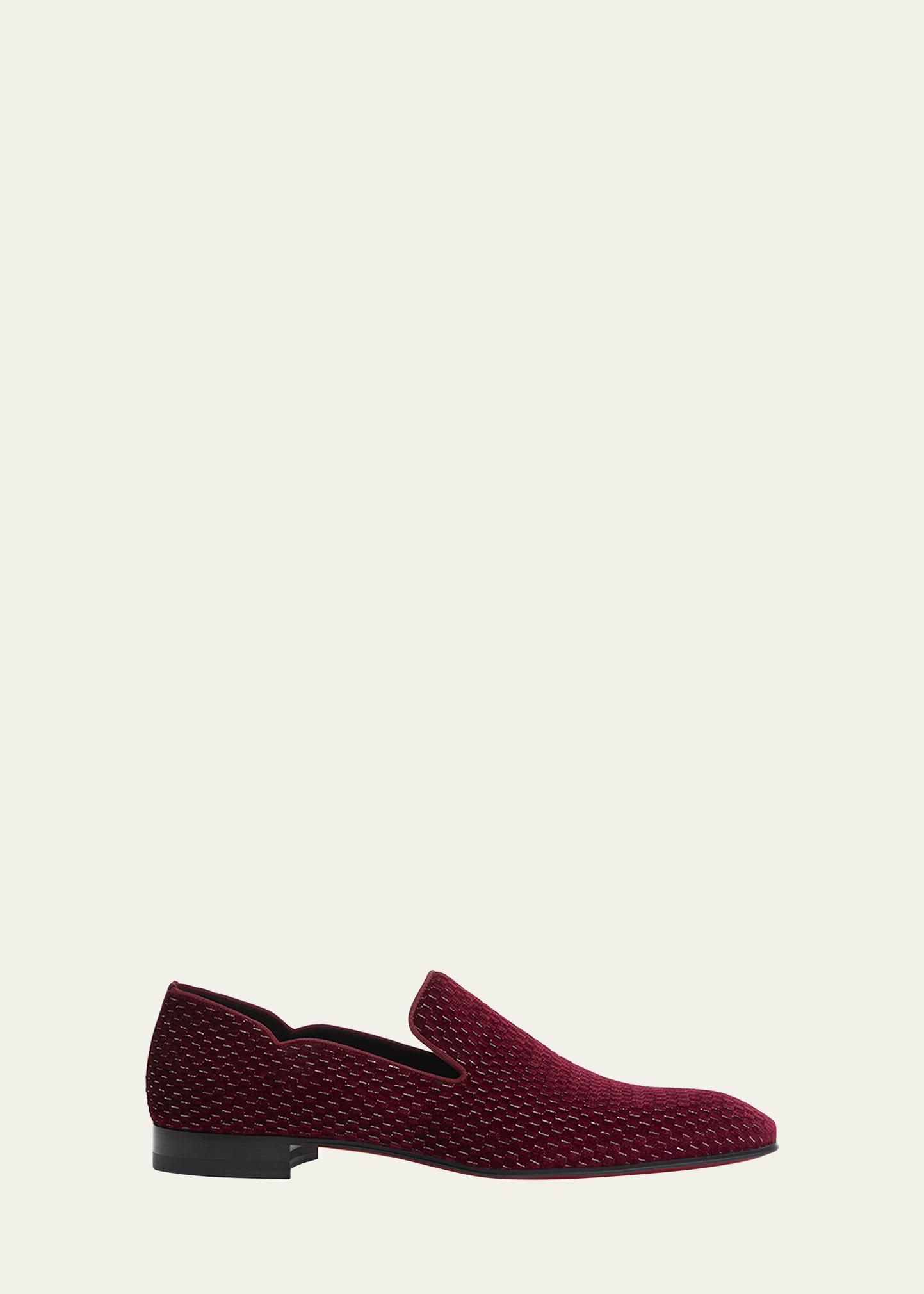 Christian Louboutin Mens Dandy Chick Orlato Bordeaux Red Velvet Shoe Christian Louboutin Dandy Chick Roses Satin Loafers in Red  main image 4