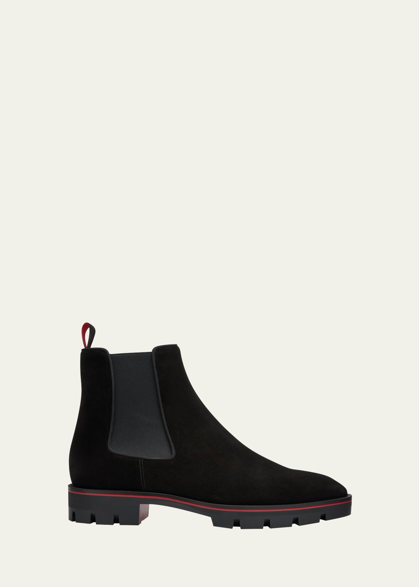 Shop Christian Louboutin Men's Alpinosol Lug Sole Chelsea Boots In Black