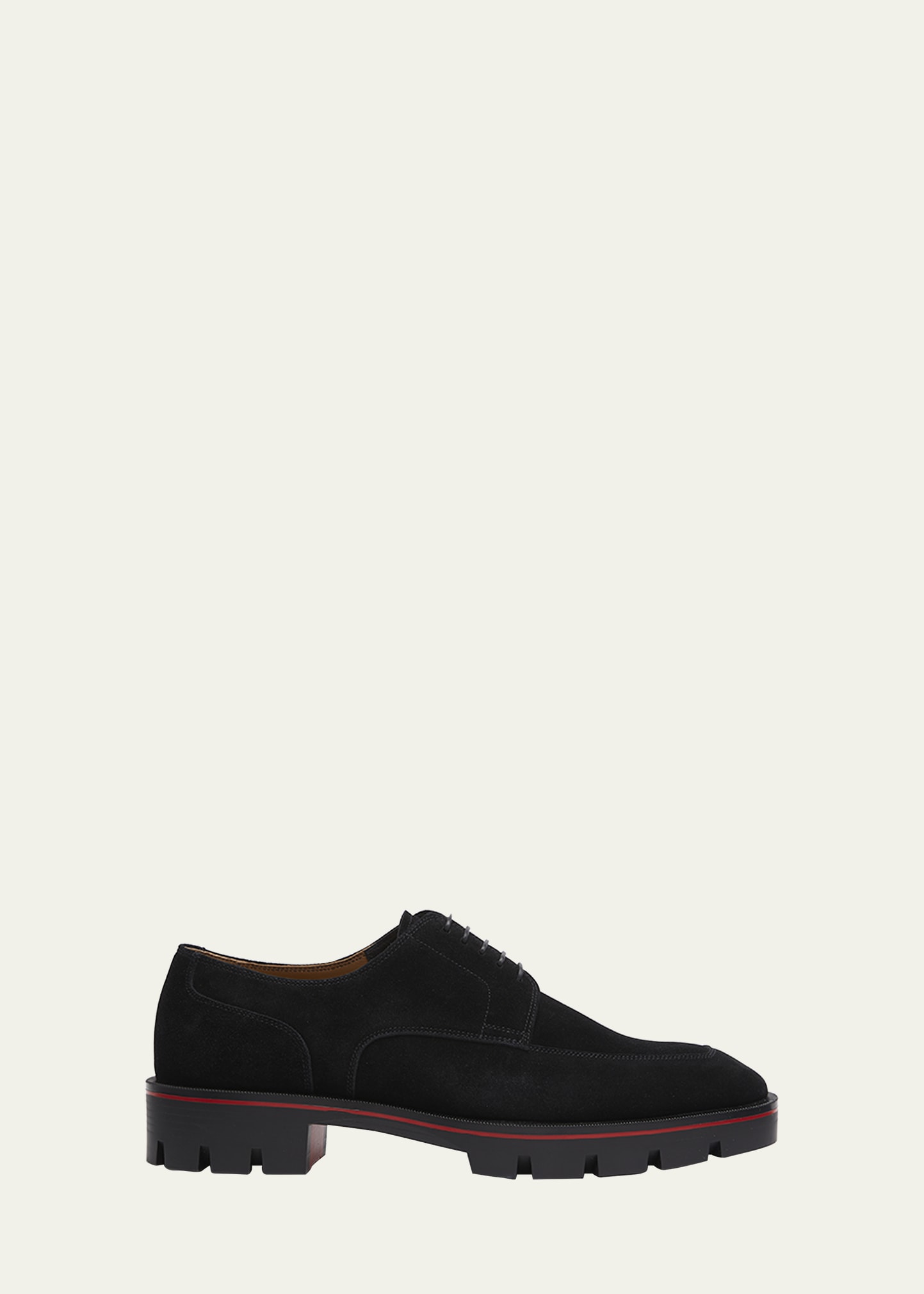 Shop Christian Louboutin Men's Davisol Lug Sole Derby Shoes In Black