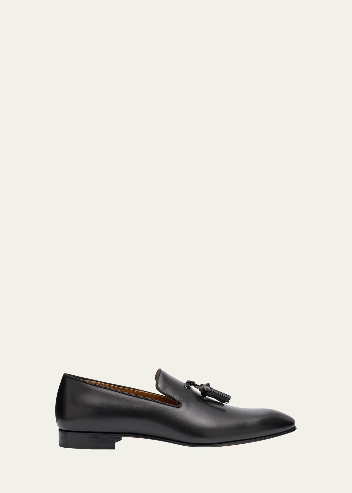 Shop Christian Louboutin Men's Dandelion Tassel Leather Loafers In Black