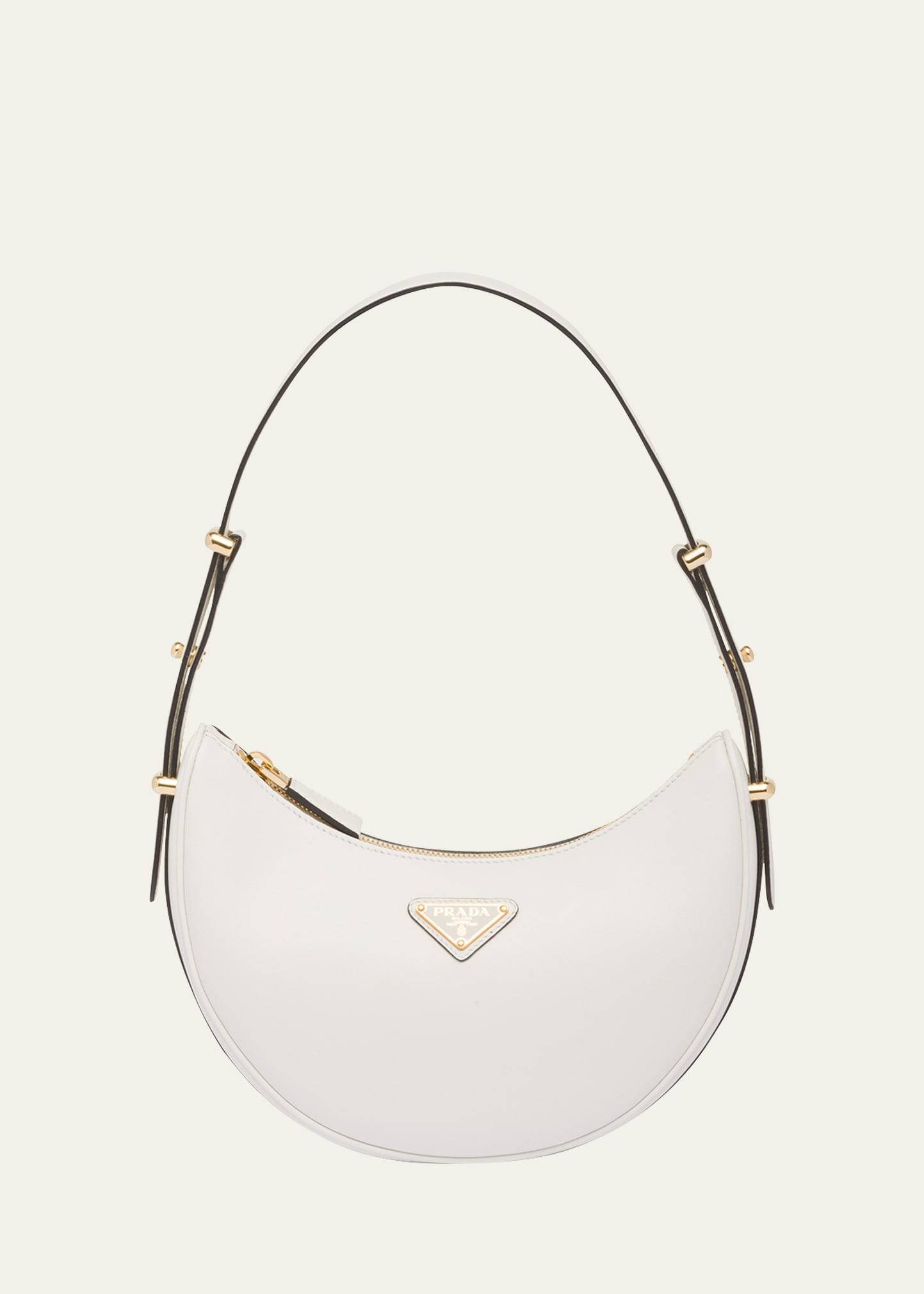 Prada Zip Leather Shoulder Bag In F0pg7 Bianco N