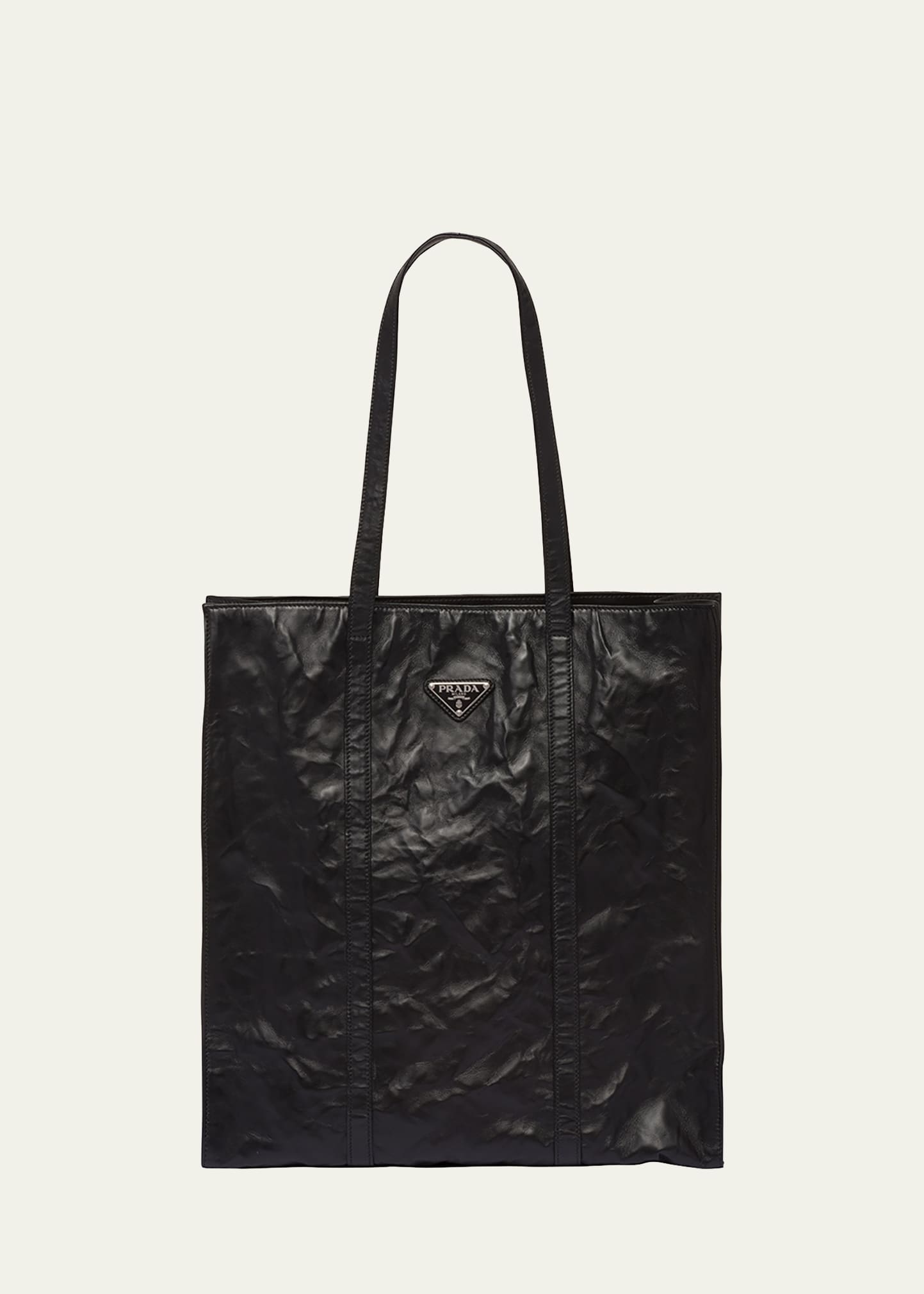 Shop Prada Small Antique Nappa Leather Tote Bag In F0002 Nero