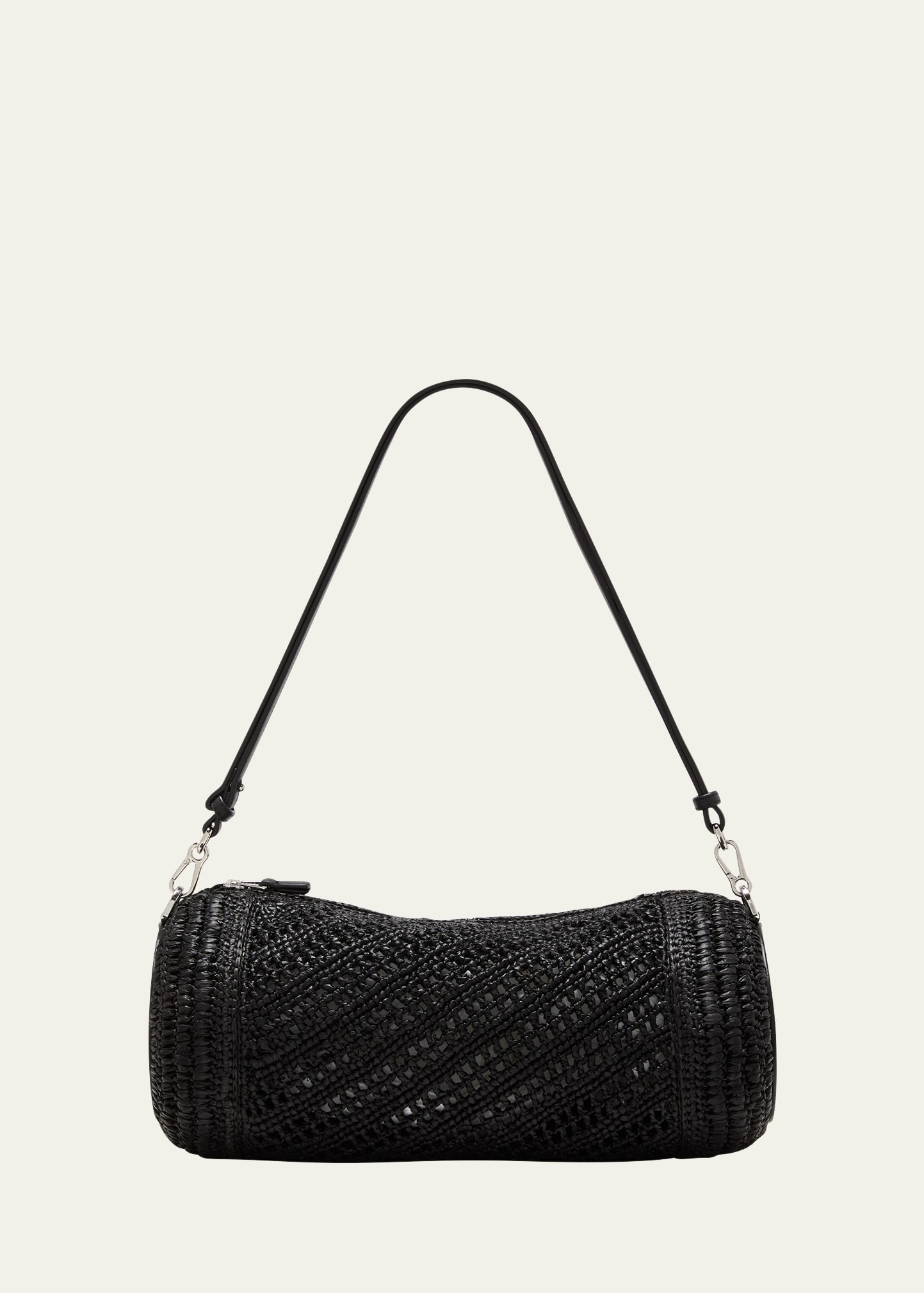Loewe Bracelet Pouch Raffia Shoulder Bag In 1100 Black