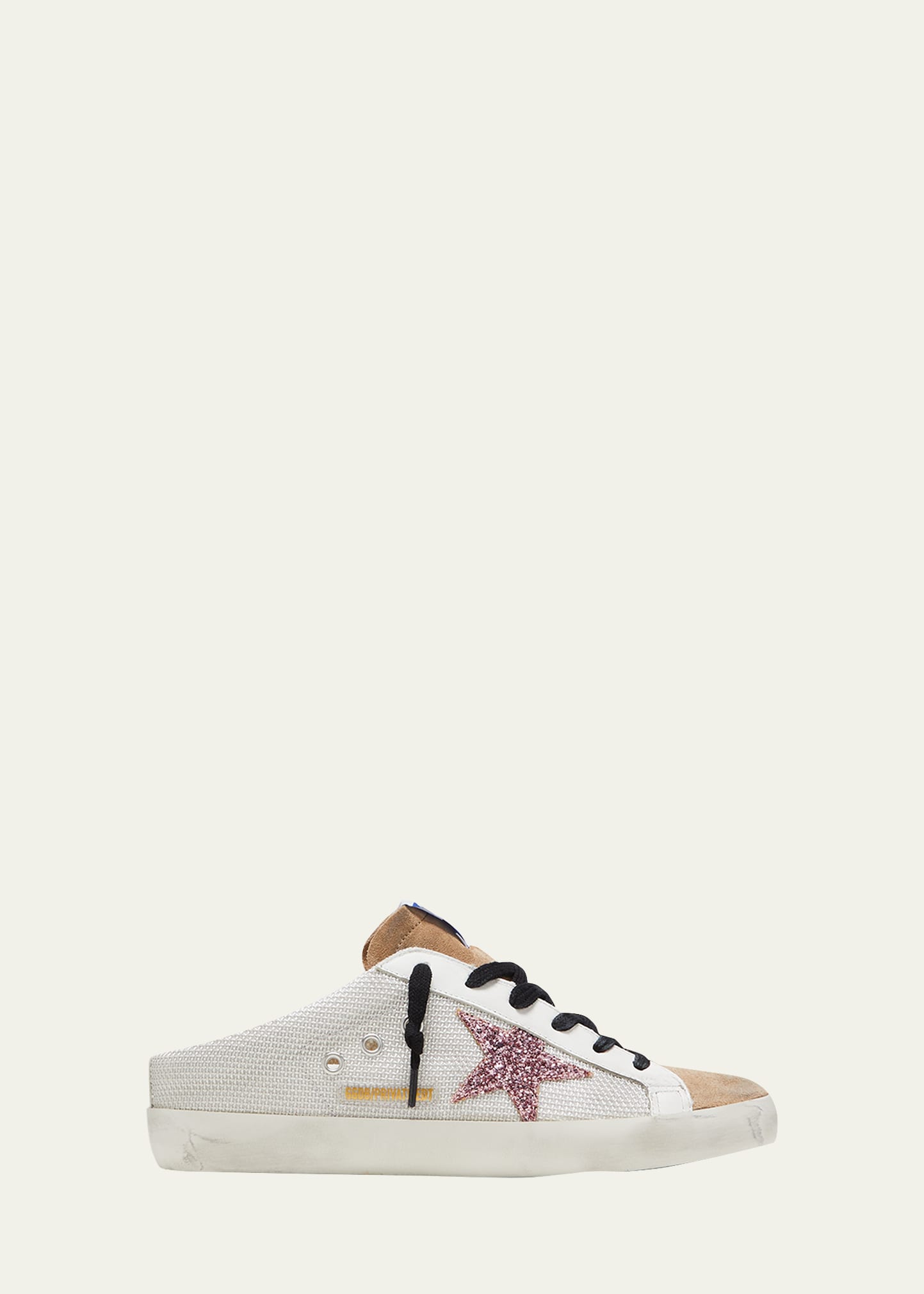 Golden Goose Superstar Sabot Net Glitter Slide Sneakers In Silver Tabacco Pi