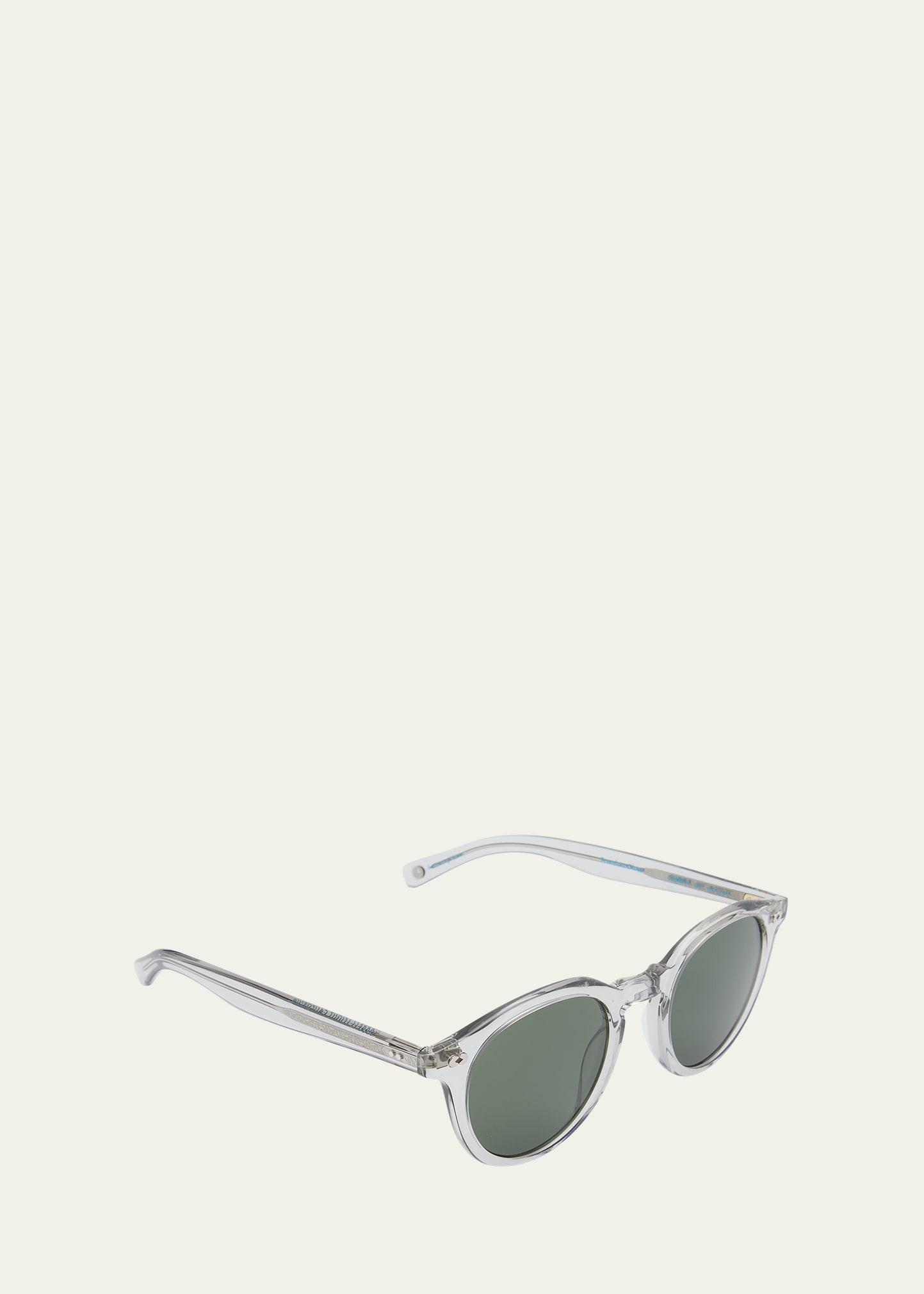Garrett Leight Clune X Round Acetate Sunglasses In Gray/green Solid