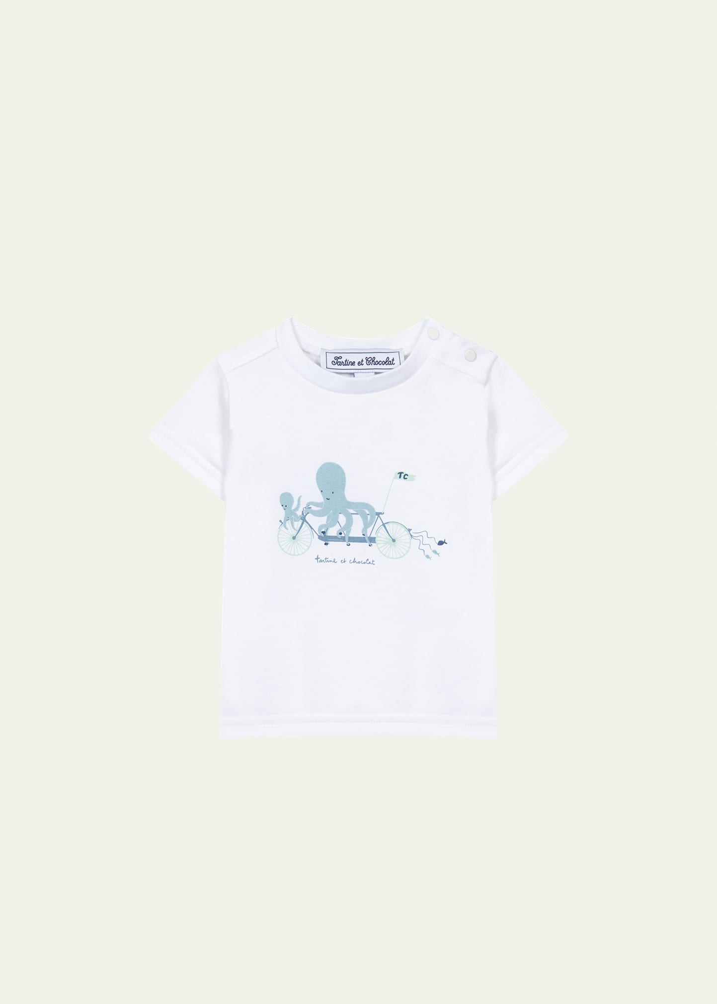 Tartine Et Chocolat Kids' Girl's Octopus Graphic Logo-print T-shirt In Mint Green
