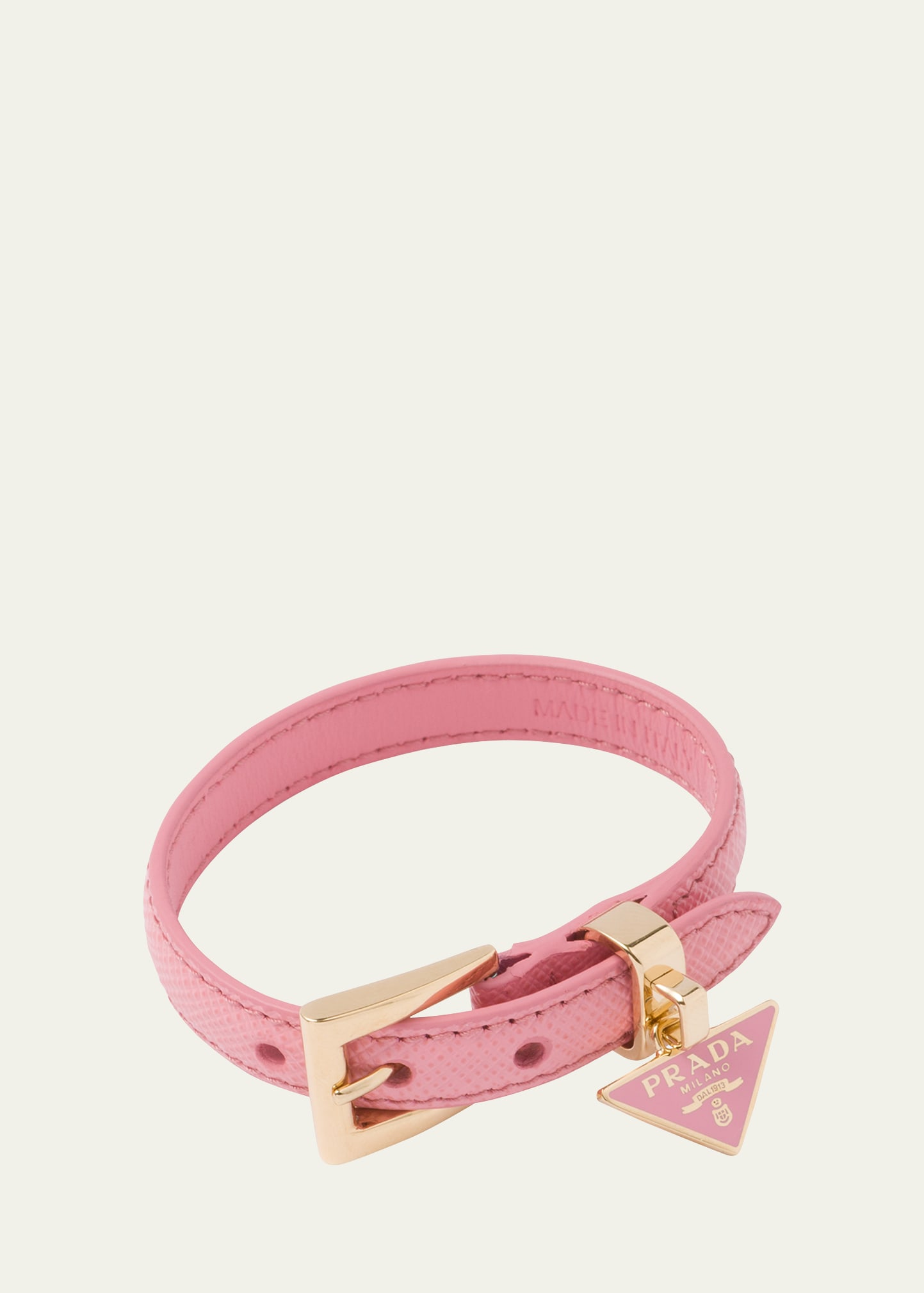 PRADA TRIANGLE LEATHER BUCKLE BRACELET