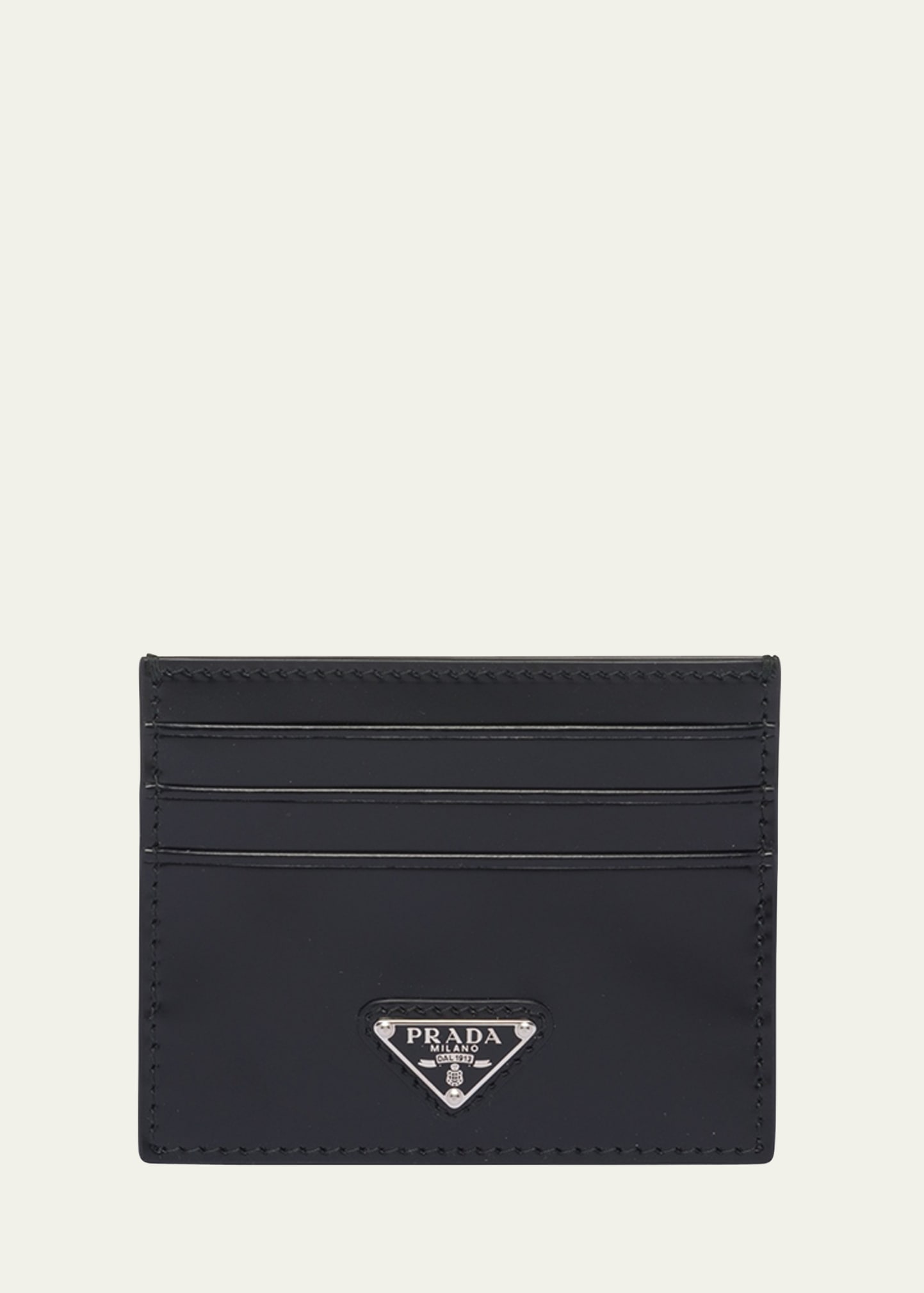 PRADA Saffiano Metal Card Holder Compact Wallet Black 1311577