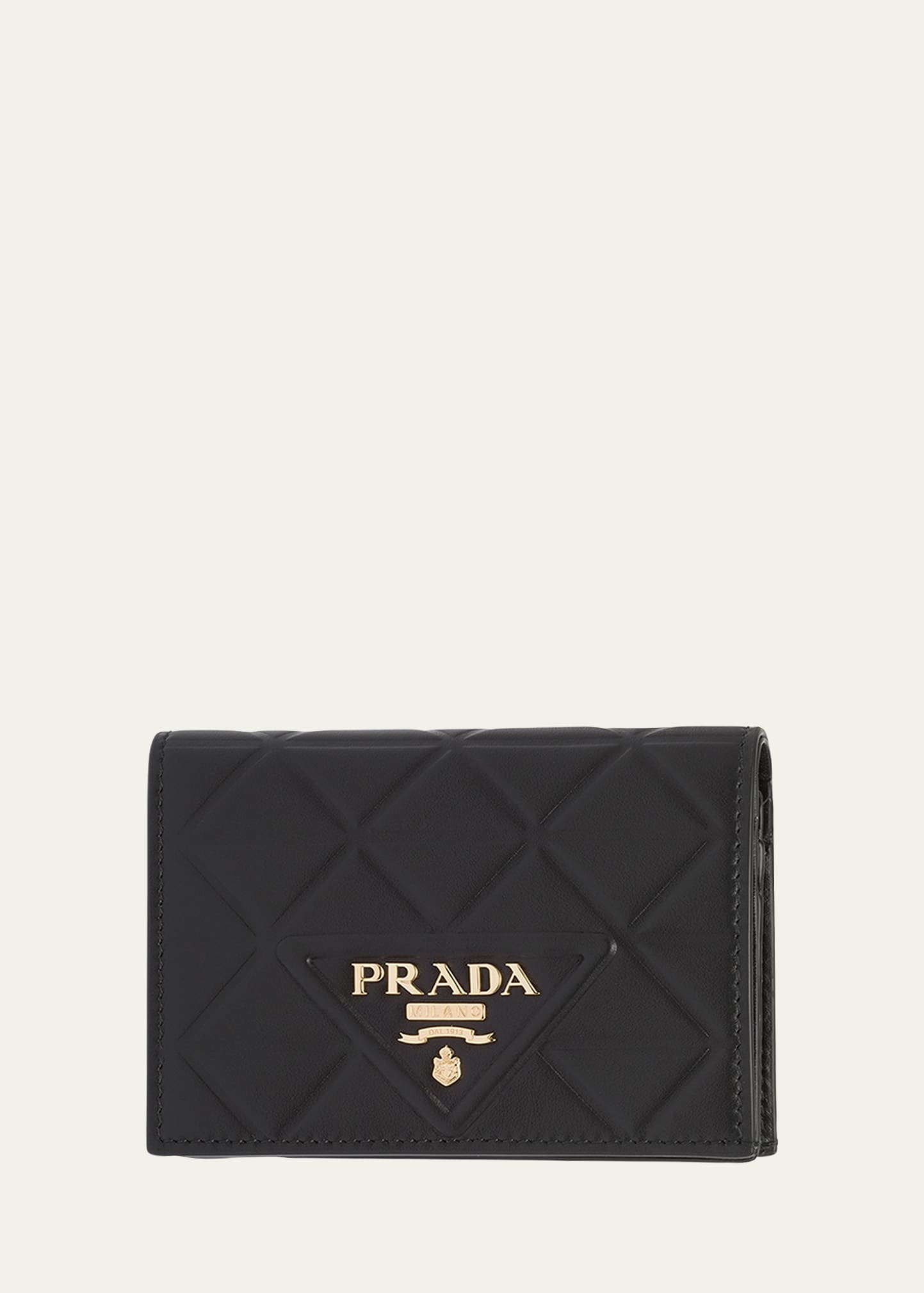 Prada Triangle-embossed Logo-plaque Wallet In F0002 Nero