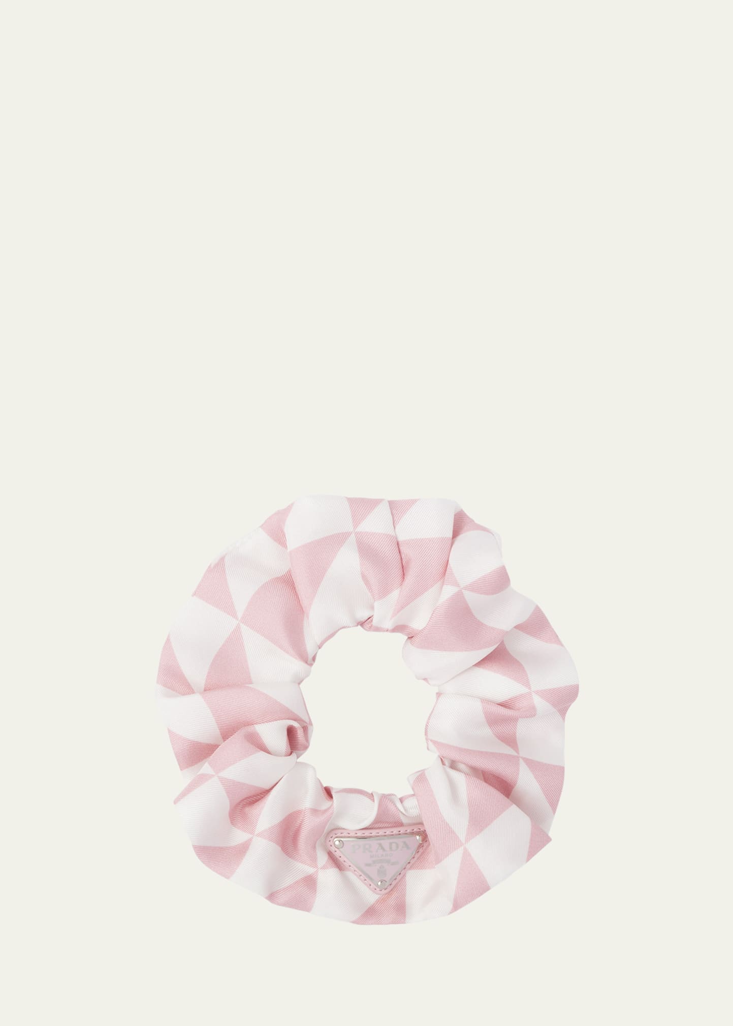 Prada Logo-plaque Detail Hair Scrunchie In Pink