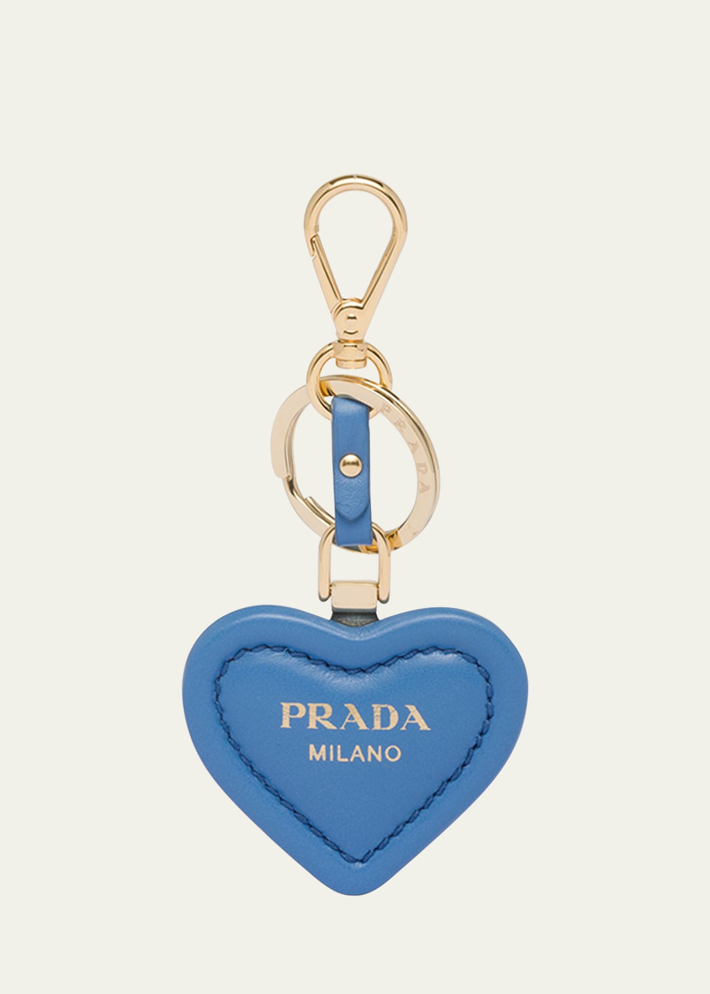 Prada Heart-shaped Leather Keyring In F0v98 Onda