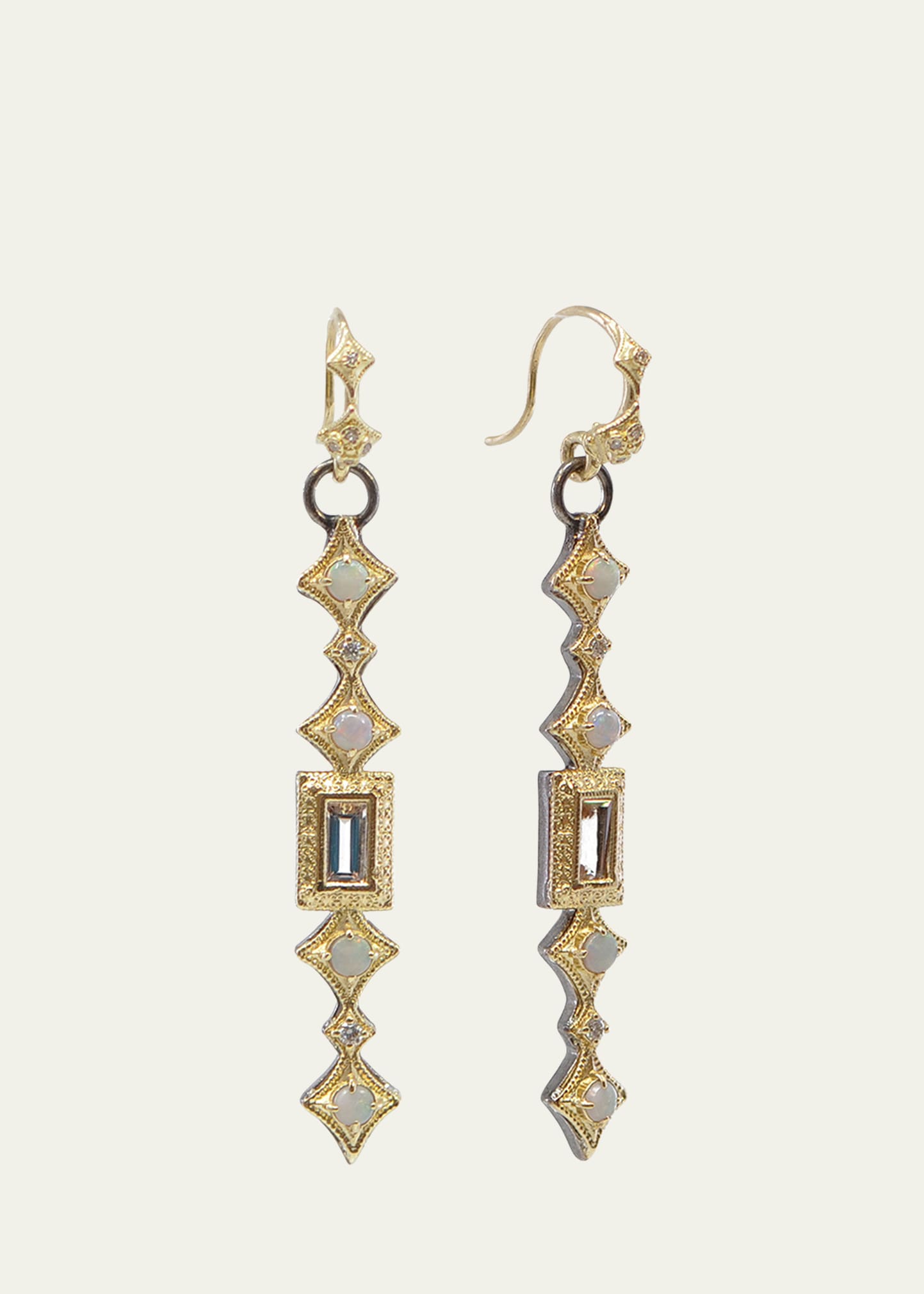 Gemstone and Crivelli Diamond Dangle Earrings