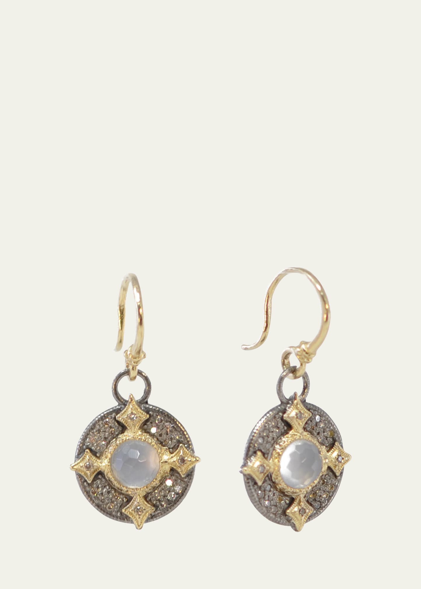 Old World Chalcedony & Diamond Drop Earrings