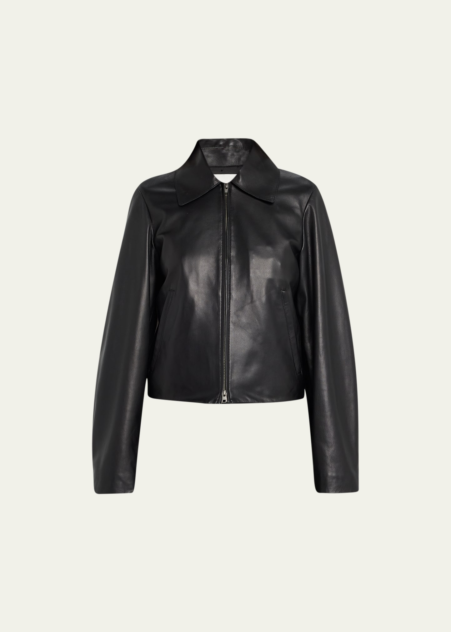 Zip-Front Leather Jacket