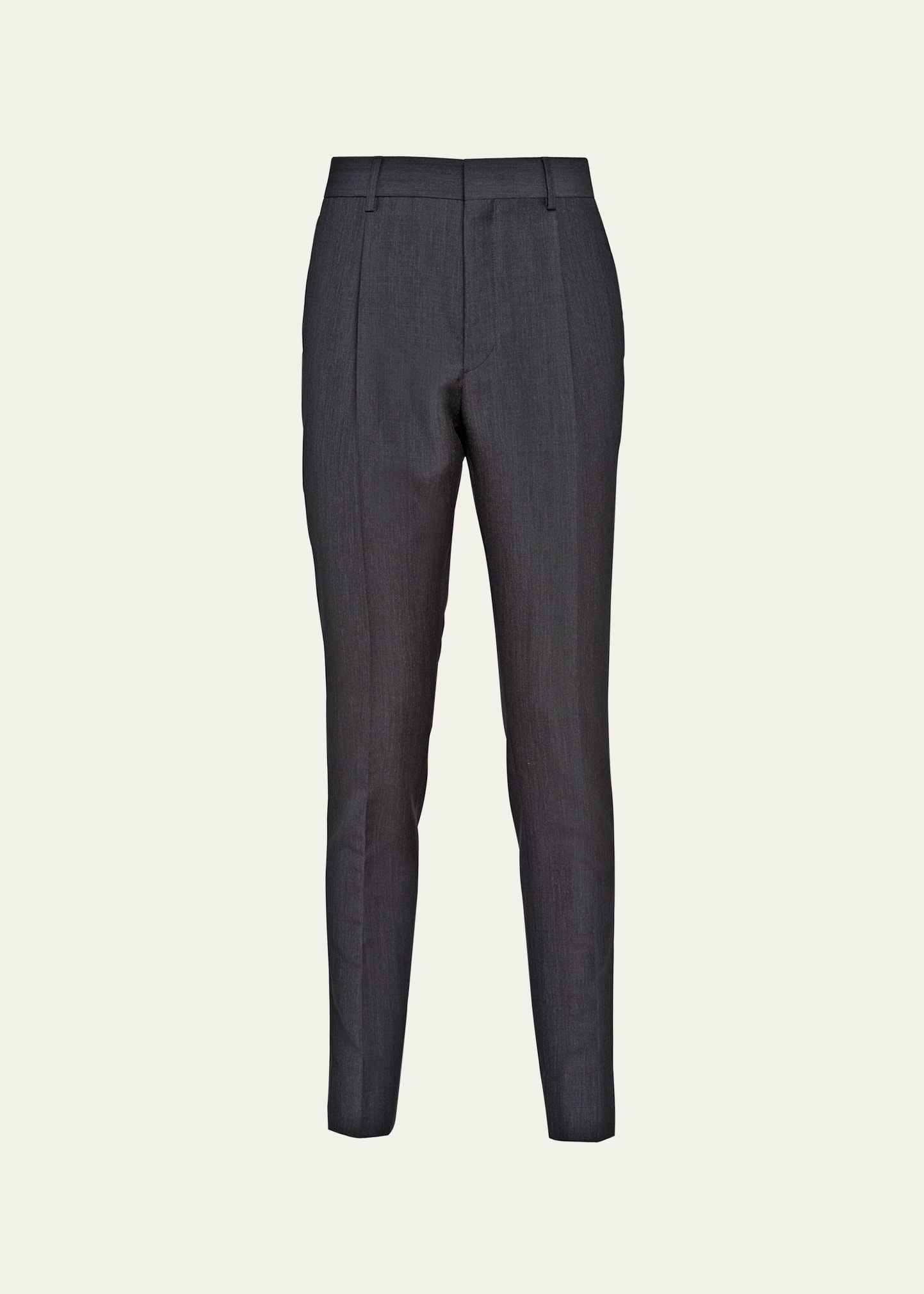 Prada Men's Pleated Mohair-blend Pants In Antracite