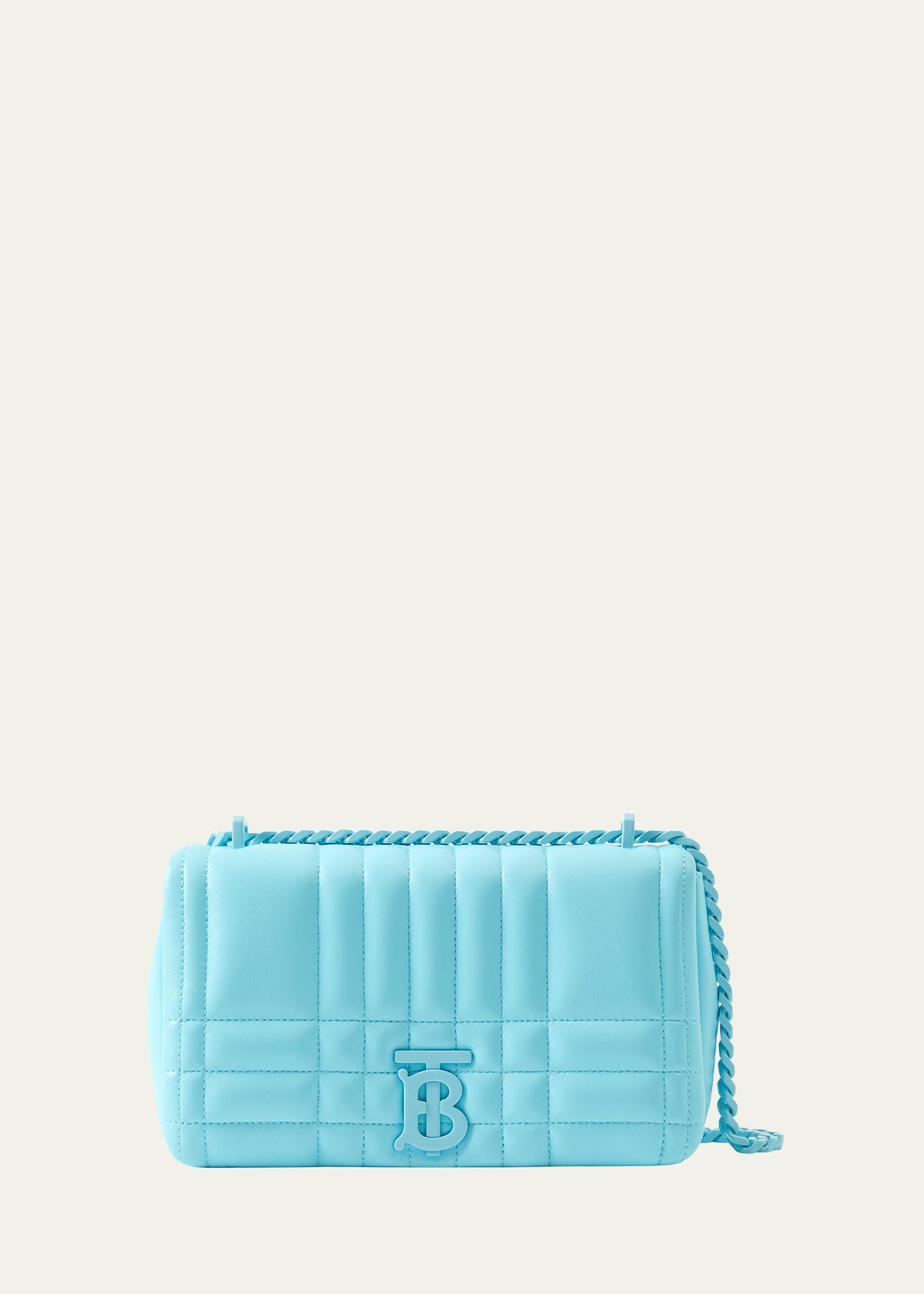 Burberry Lola Small Check-quilted Crossbody Bag In Cool Sky Blue
