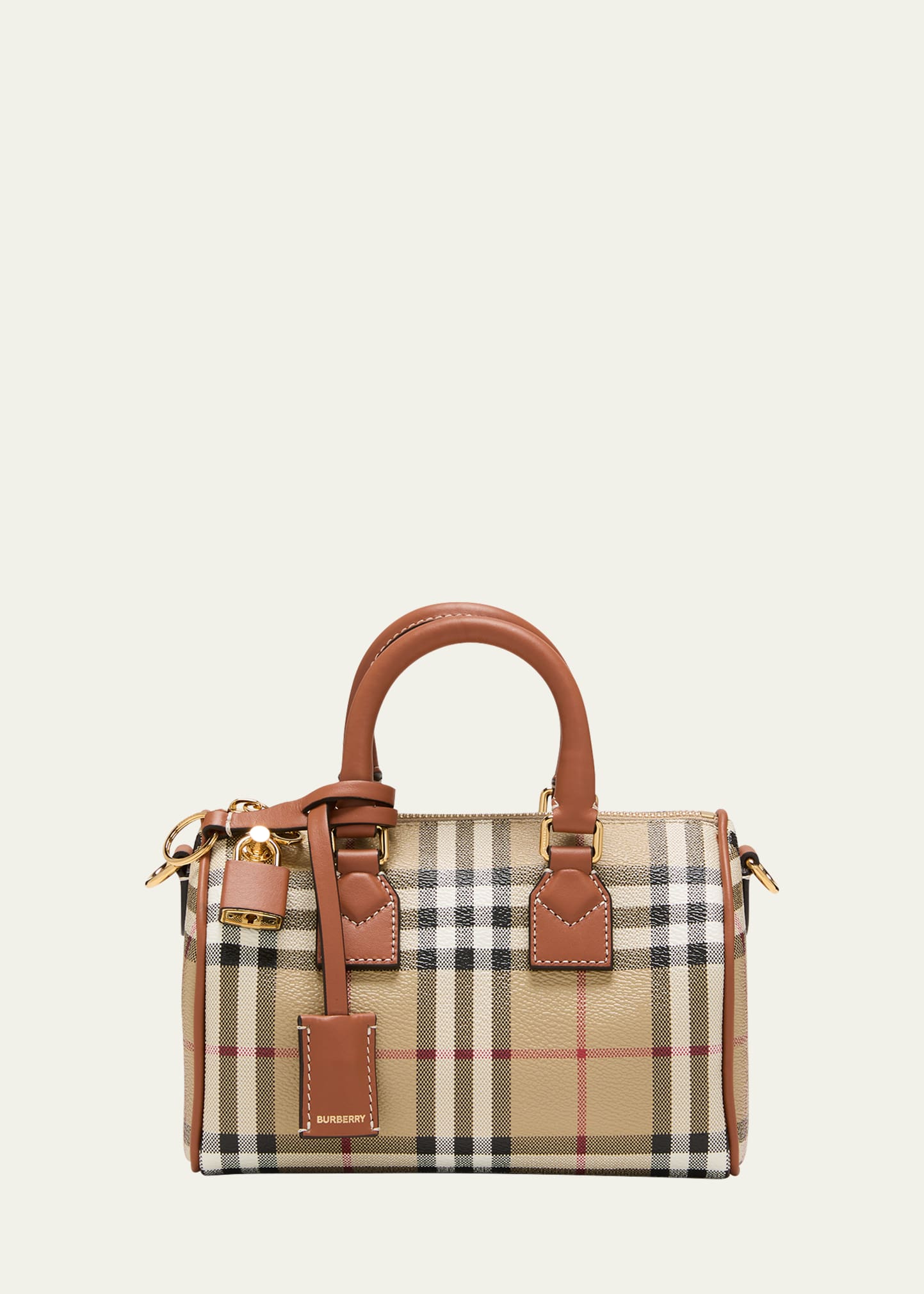 Burberry Check Bowling Shoulder Bag In Vntg Chk Briar Br