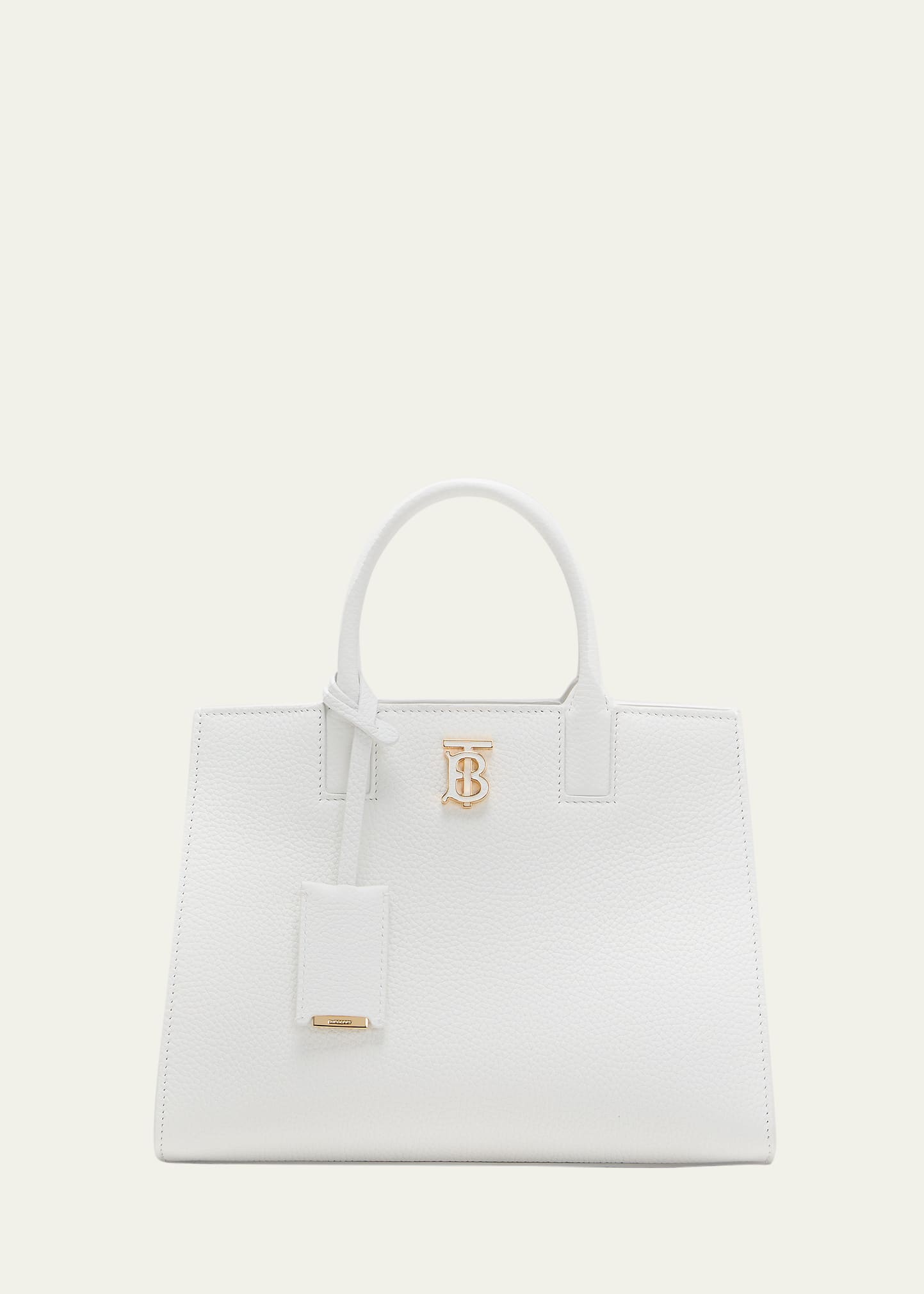 Burberry Frances Large Leather Top-handle Bag In Optic White | ModeSens