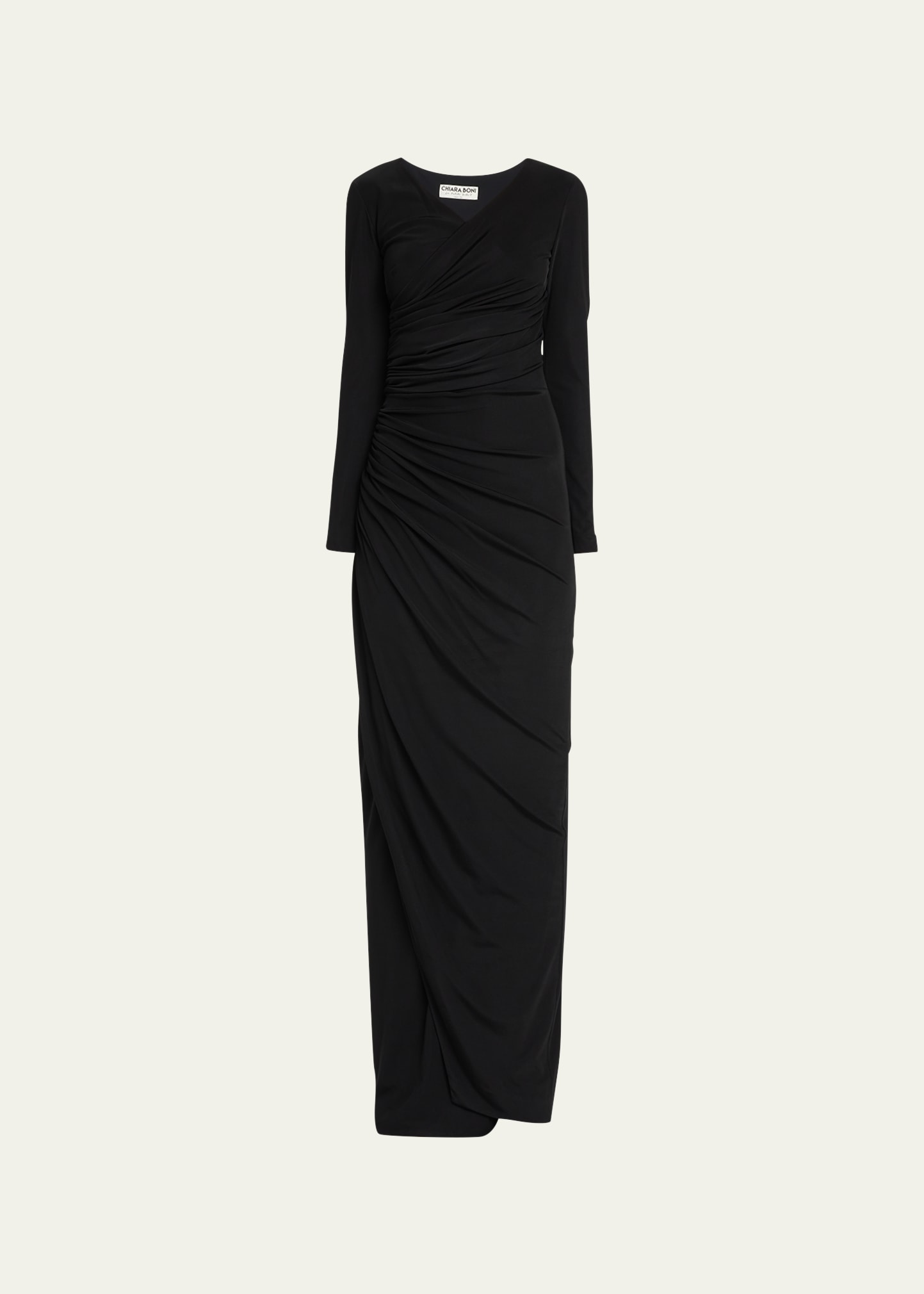 CHIARA BONI LA PETITE ROBE BELLO RUCHED JERSEY COLUMN GOWN 