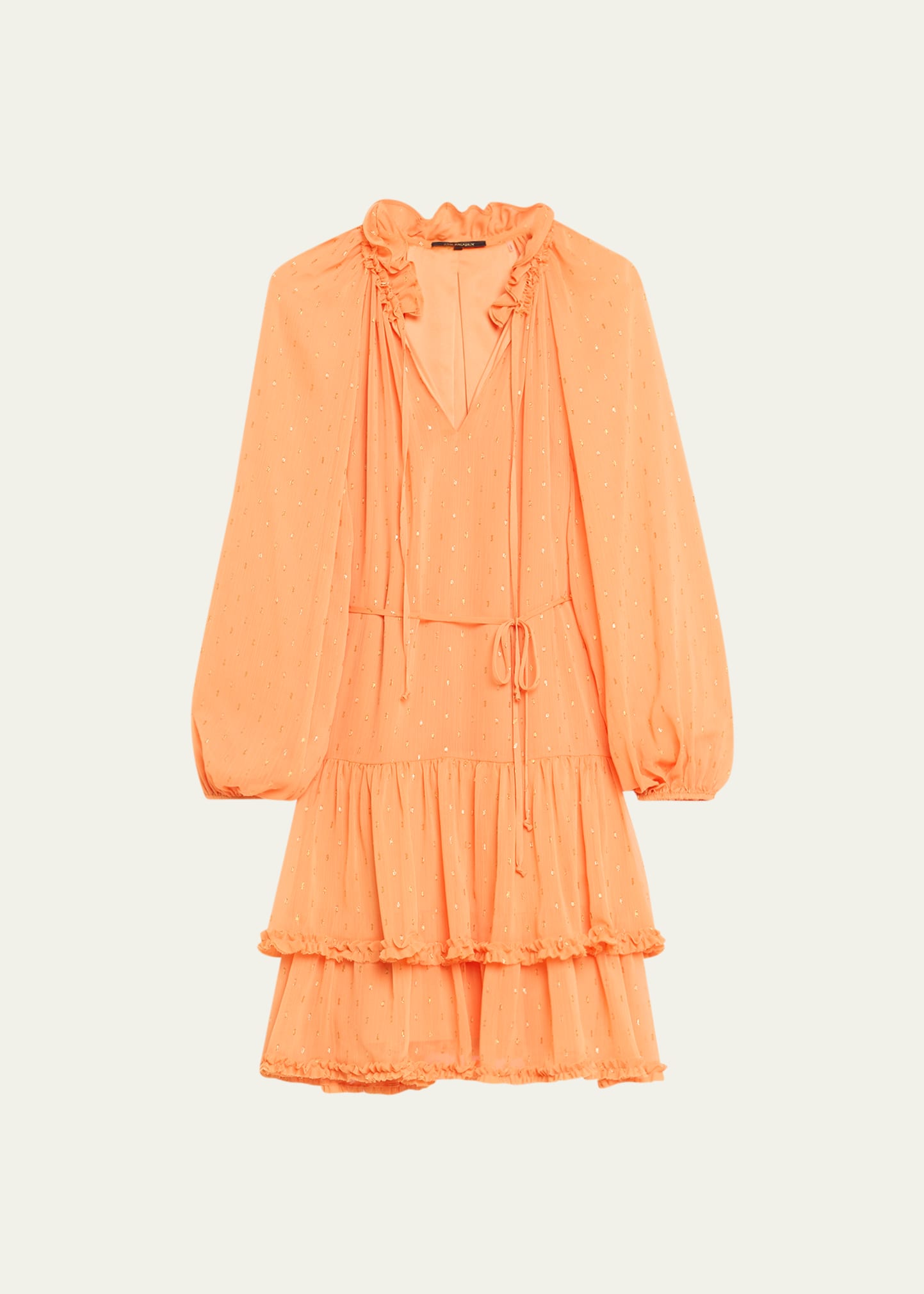 Kobi Halperin Sophia Tiered Long Sleeve Dress In Musk Melon