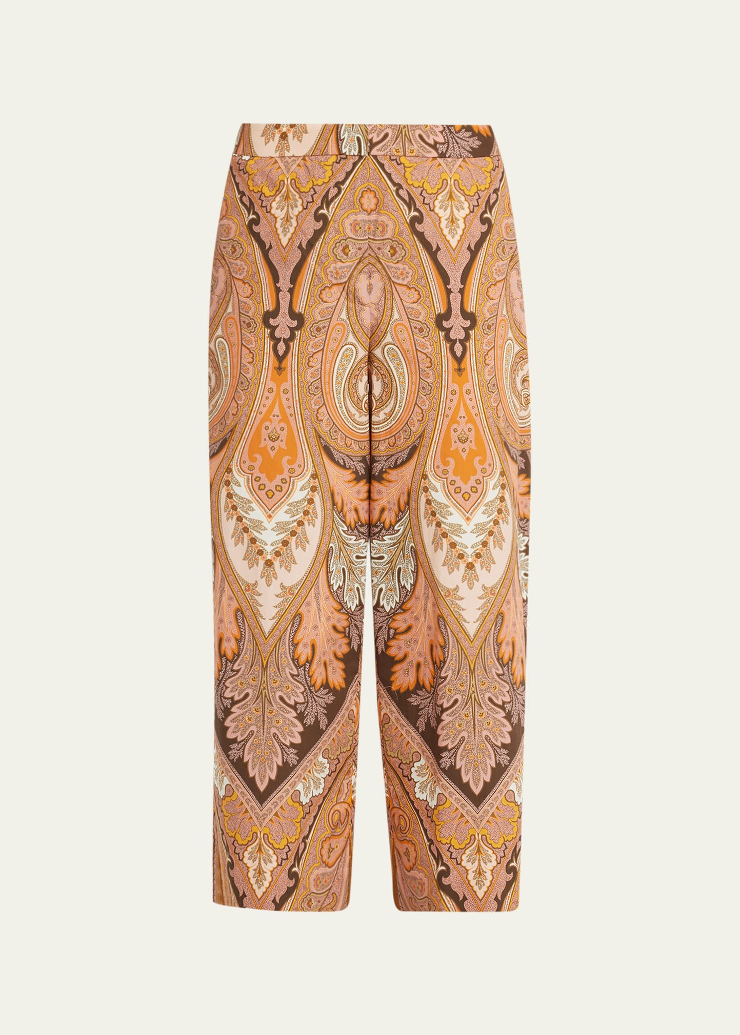 Kobi Halperin Laura Cropped Wide-leg Paisley-print Pants In Musk Melon Multi