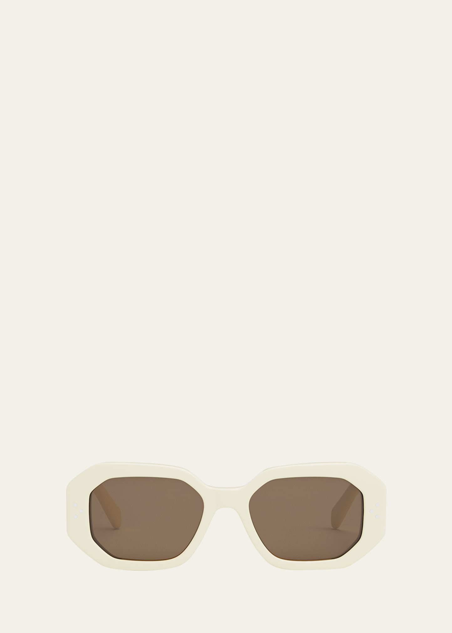 Shop Celine Bold 3 Dots Square Acetate Sunglasses In Ivory Brown