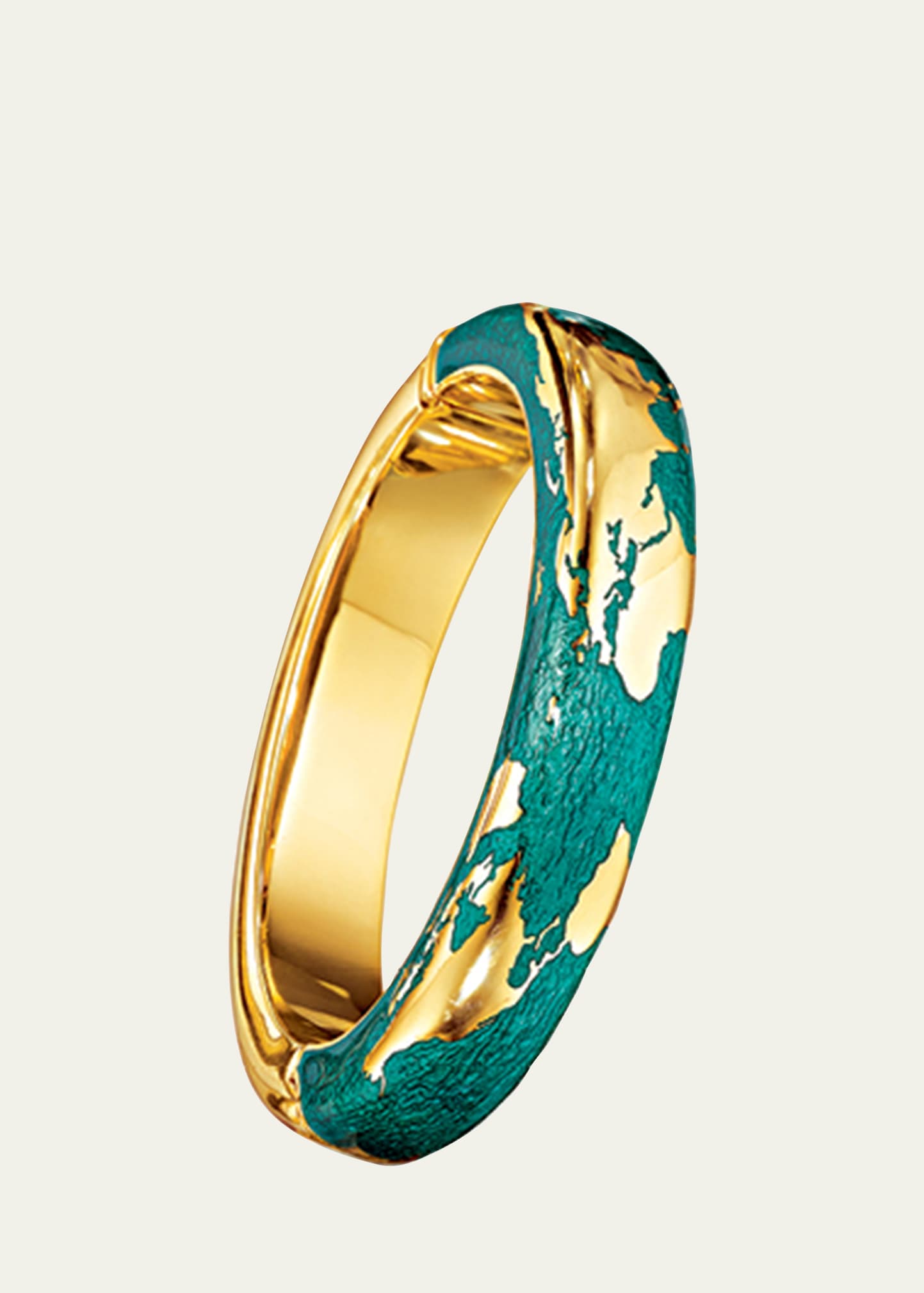 Verdura Day Bangle Gold And Enamel Size M In Green