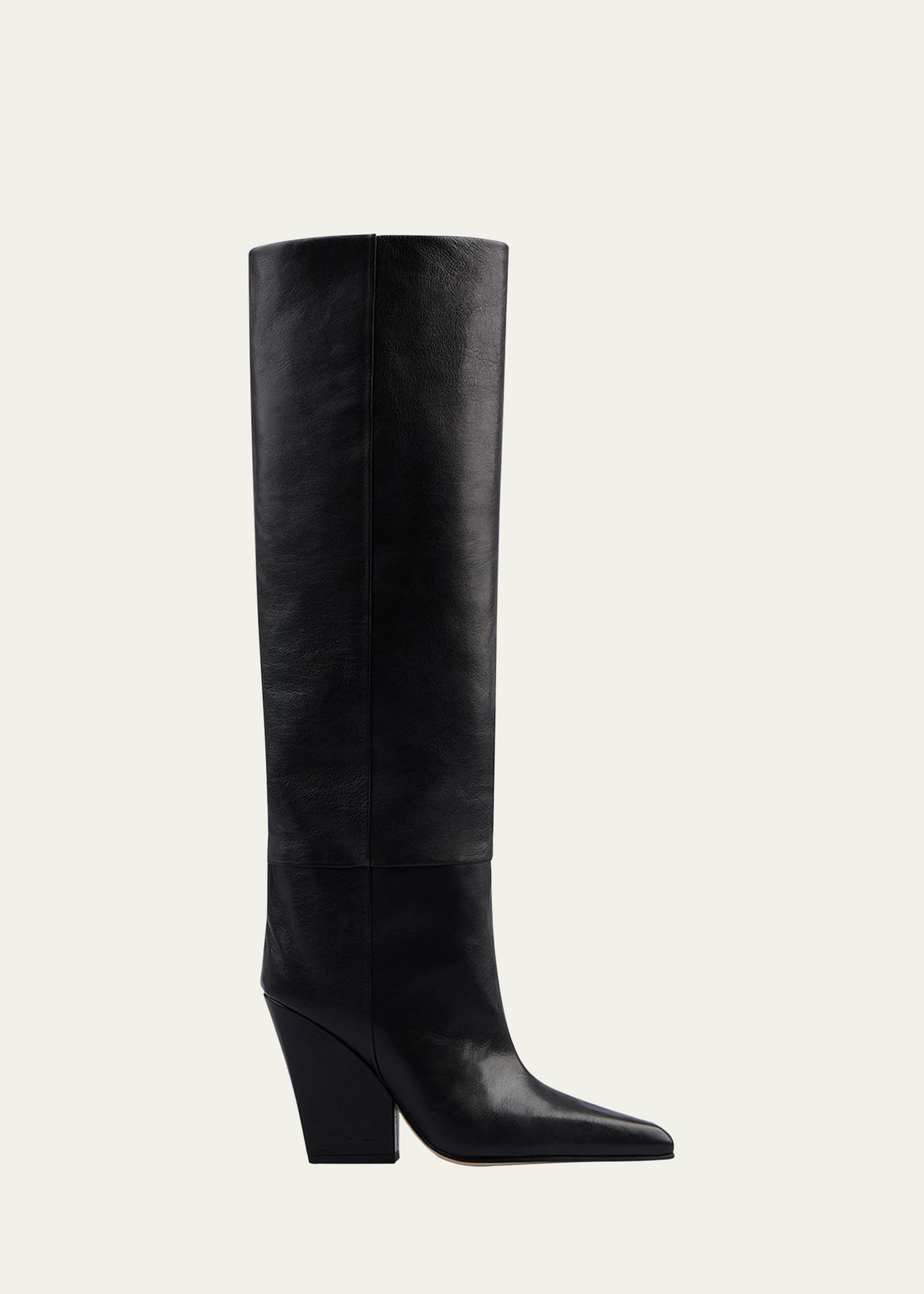 Paris Texas Jane Leather Knee Boots In Black