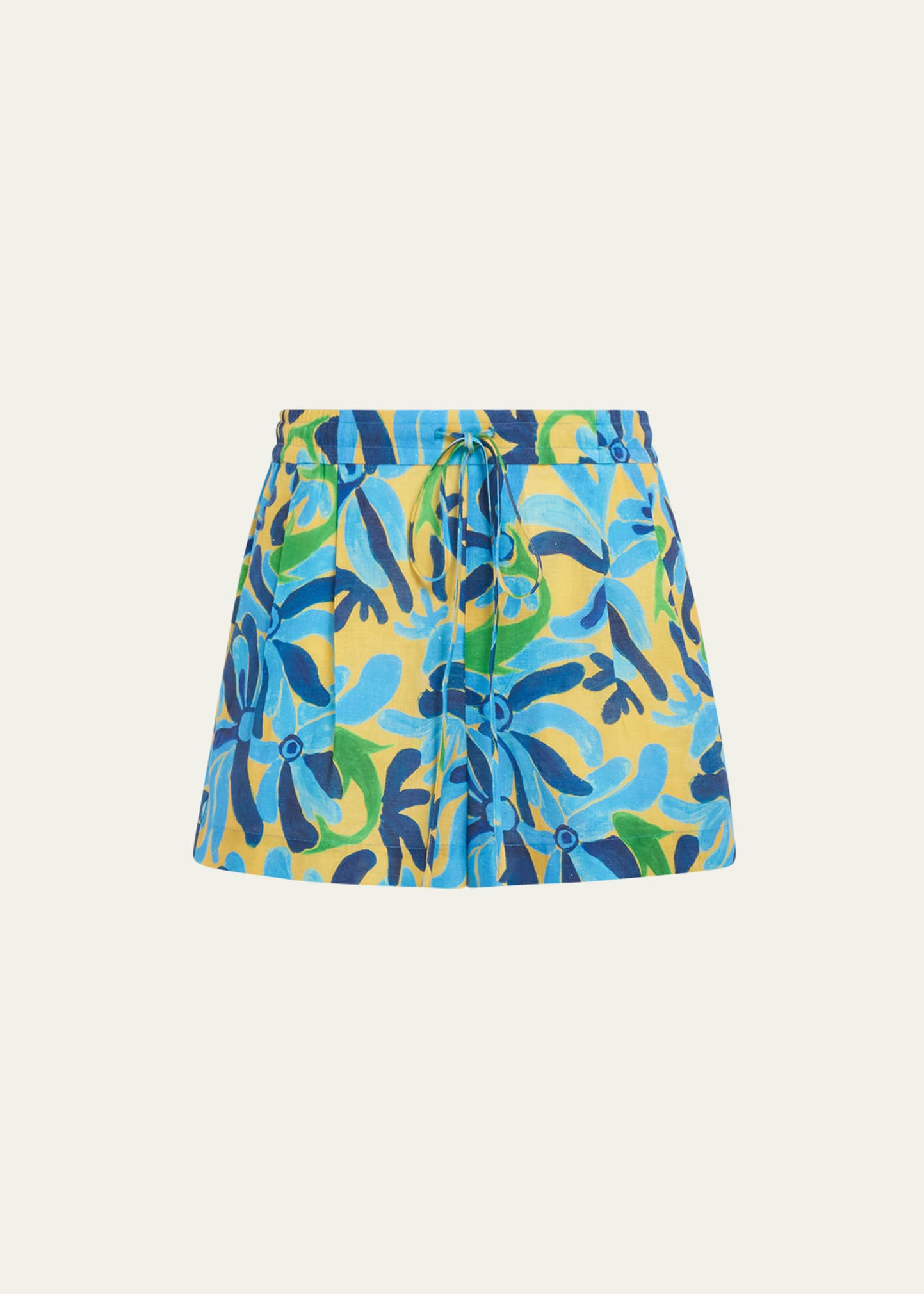 Shop Marni X No Vacancy Inn Floral-print Linen Pull-on Shorts In Powderblu