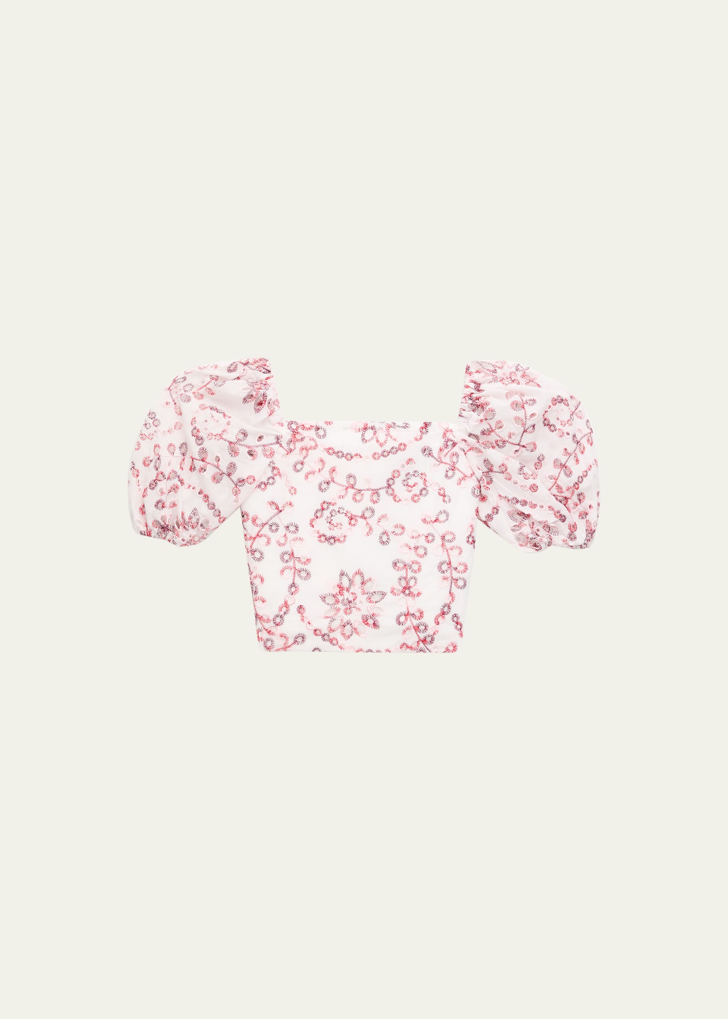 Bardot Junior Girl's Amelia Floral And Vine Puff Sleeve Top, Size 7-12