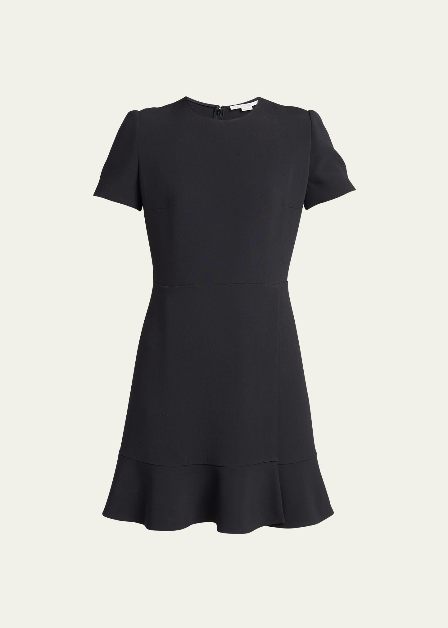 Shop Stella Mccartney Ruffle-hem Short-sleeve Mini Dress In 1000 Black