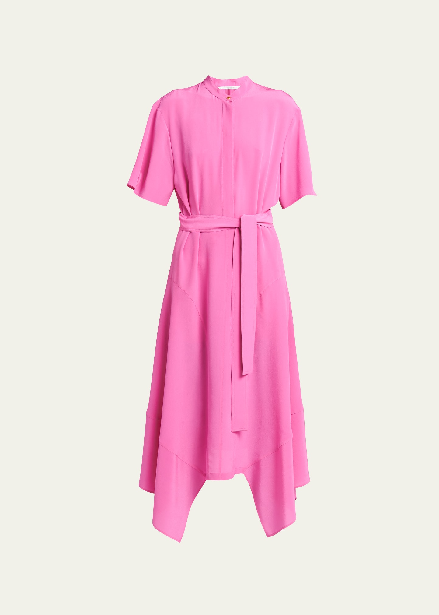Stella Mccartney Silk Crepe De Chine Midi Dress With Tie Belt In 5050 Honeysuckle