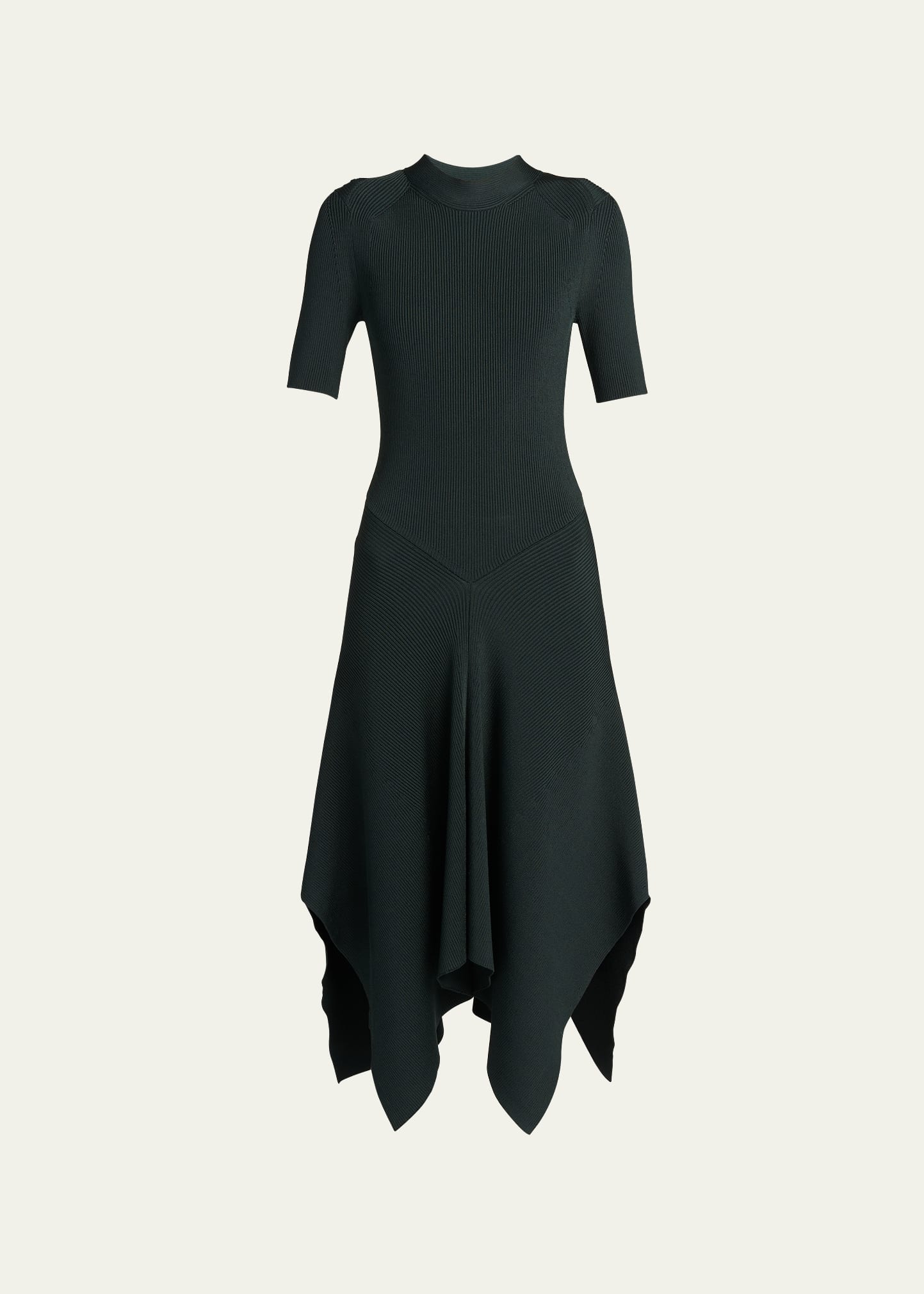 Shop Stella Mccartney Technical Compact Ribbed Knit Midi Dress In 1000 Black