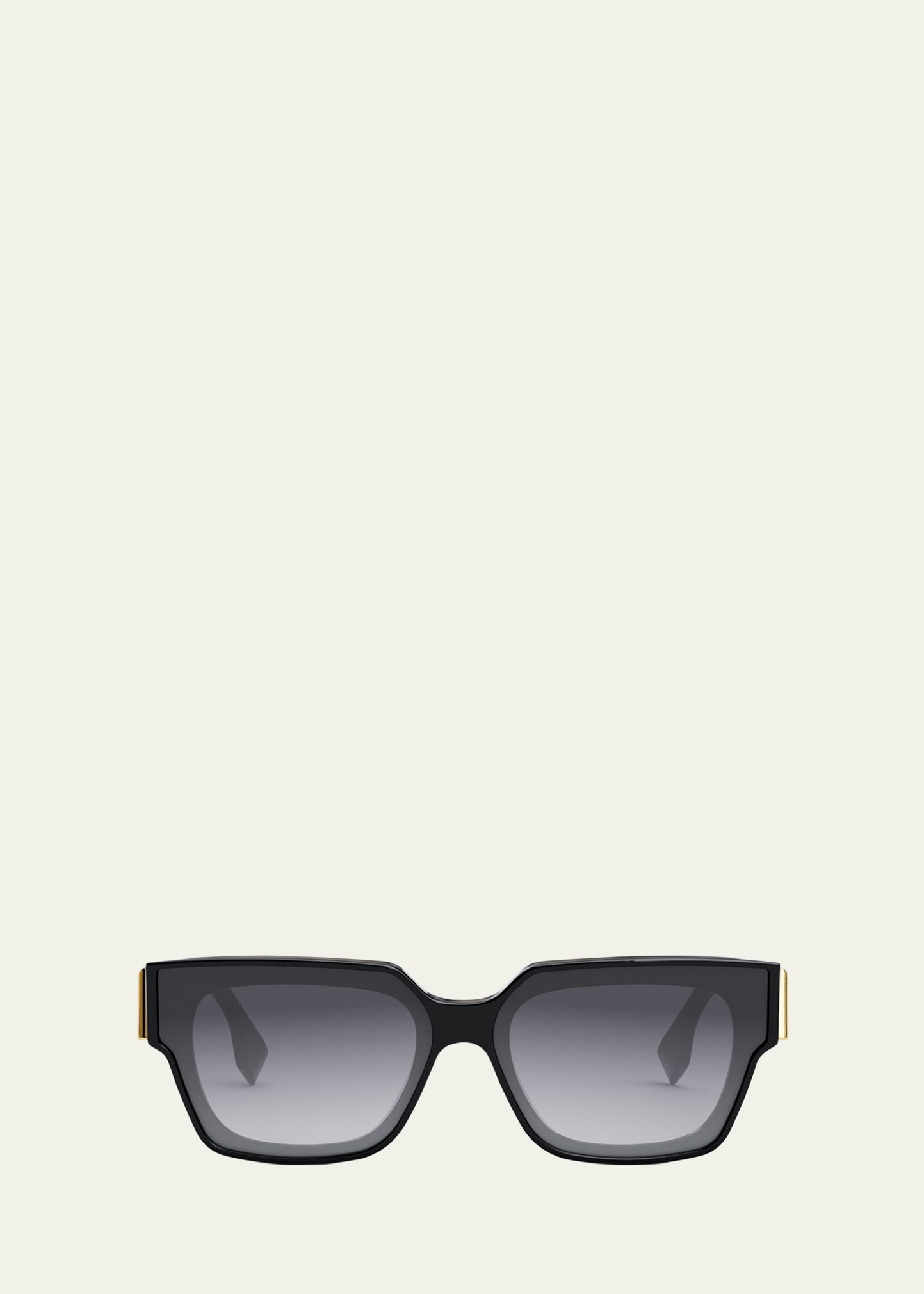 Shop Fendi Oversized F Square Acetate Sunglasses In Shiny Black