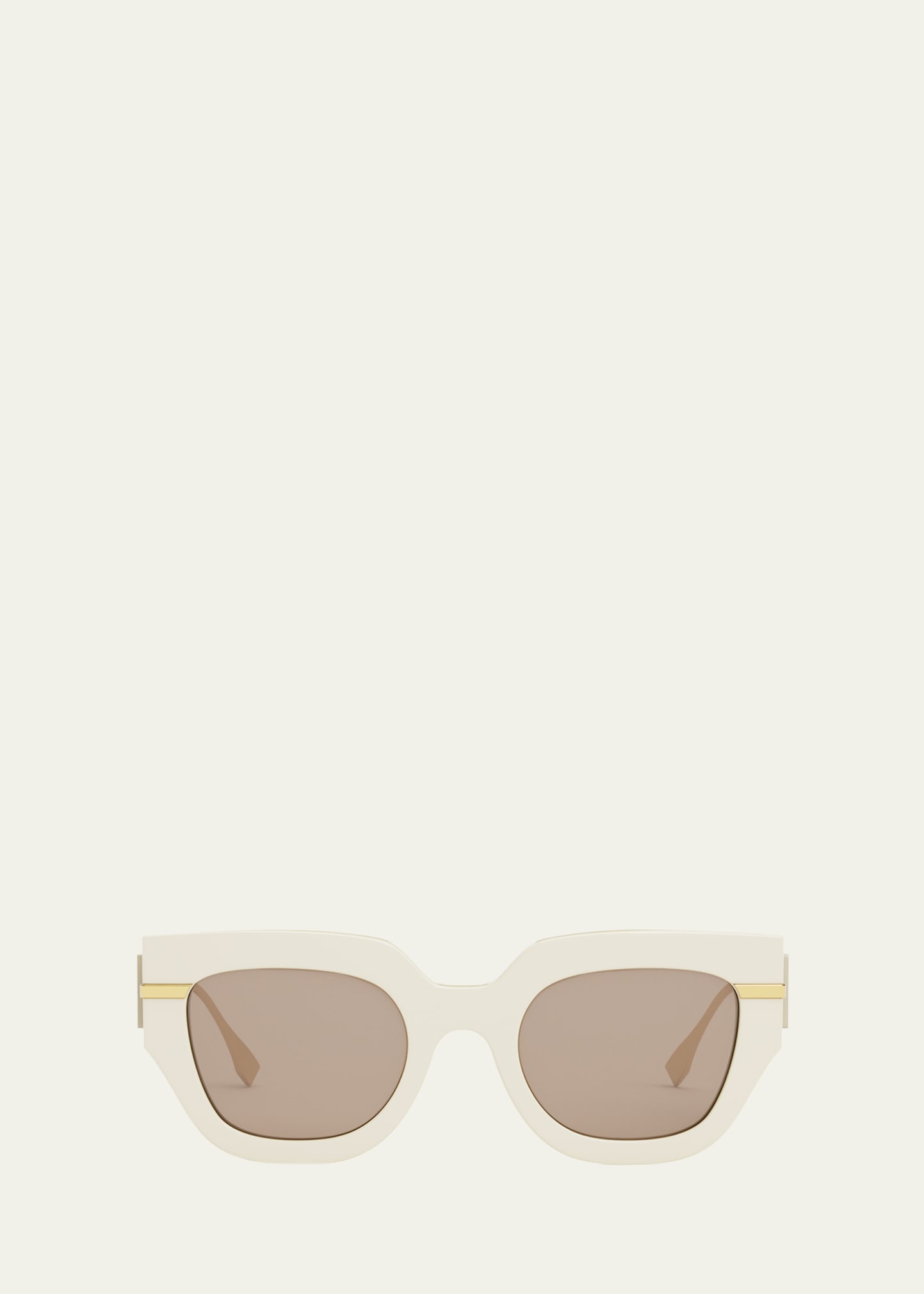 Shop Fendi Logo Acetate & Metal Cat-eye Sunglasses In Ivory Brown